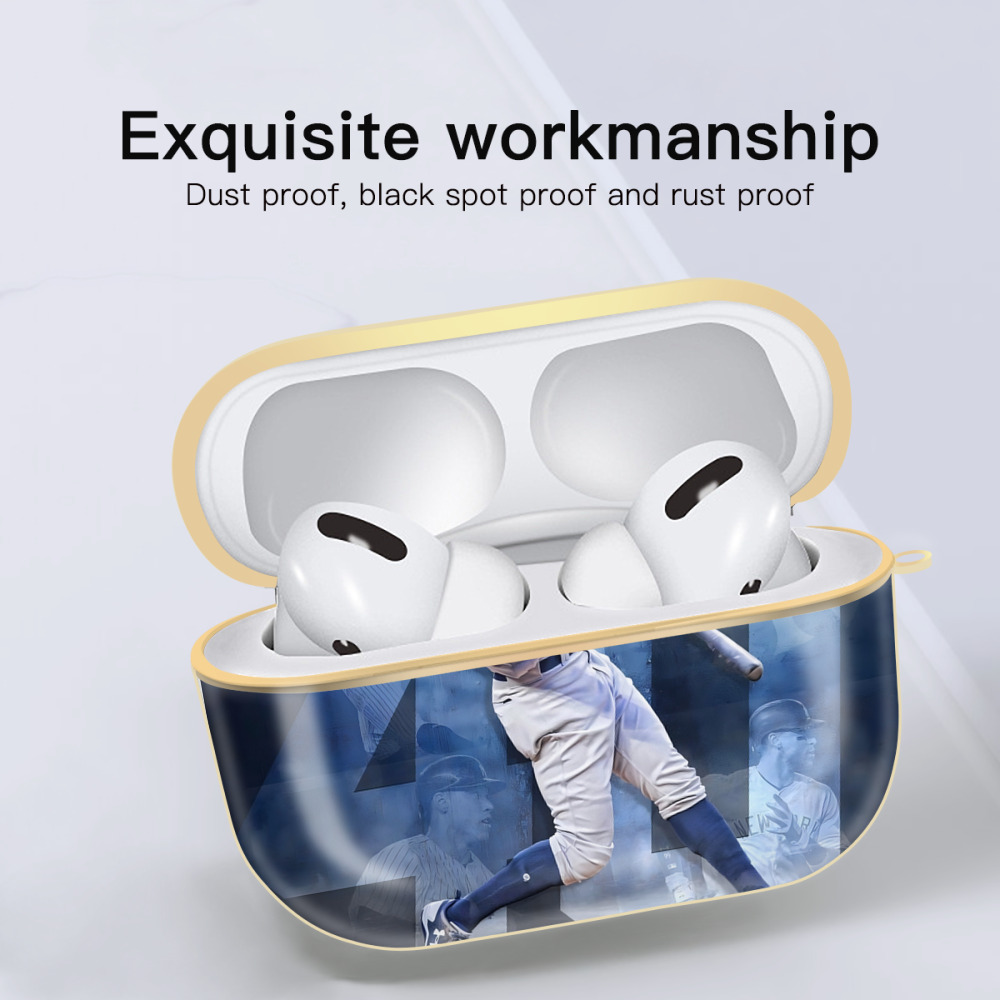 Aaron Judge 40 Home Runs 1 Luxury Gold AirPods Pro Case With Keychain, Flexible PC Material, Full Protection, Precise Cutouts, Anti-Fingerprint, Washable, Durable Design