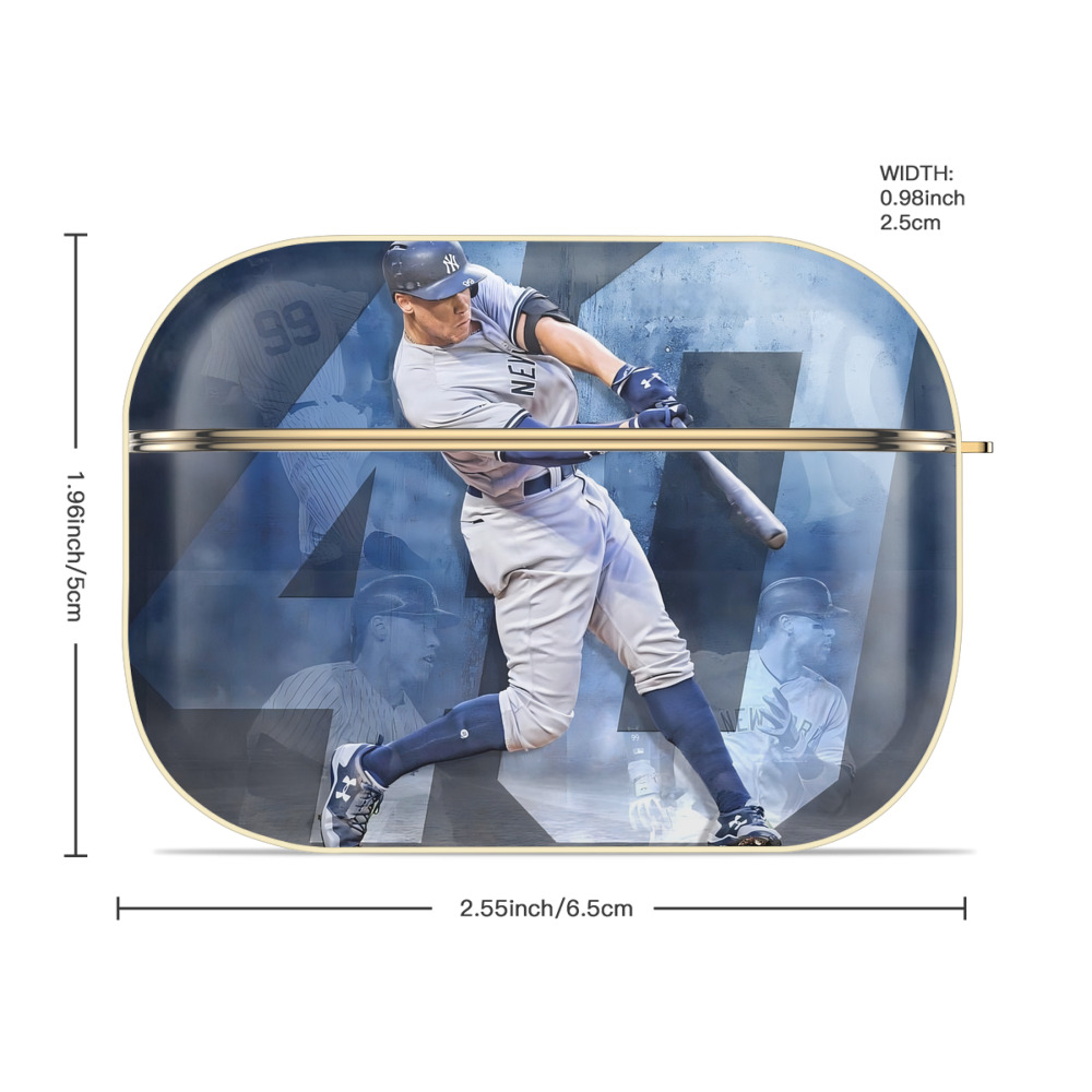 Aaron Judge 40 Home Runs 1 Luxury Gold AirPods Pro Case With Keychain, Flexible PC Material, Full Protection, Precise Cutouts, Anti-Fingerprint, Washable, Durable Design