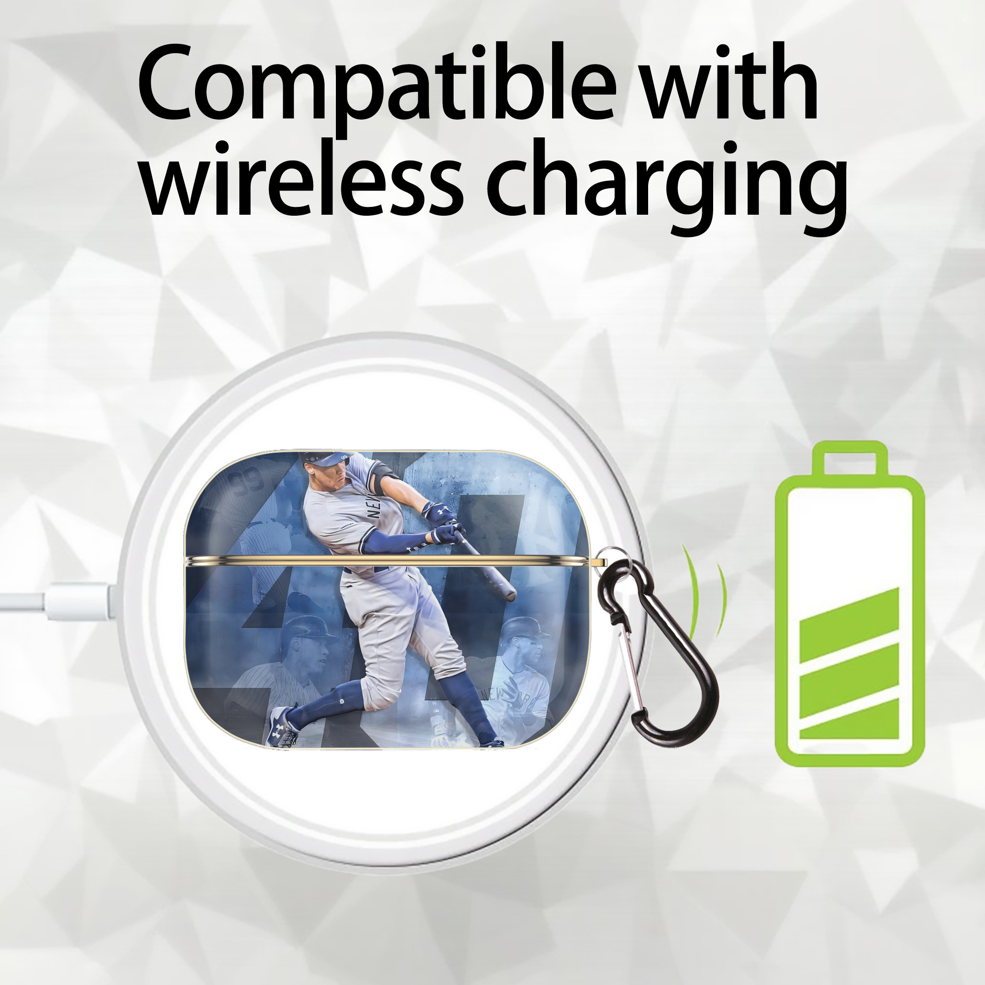 Aaron Judge 40 Home Runs 1 Luxury Gold AirPods Pro Case With Keychain, Flexible PC Material, Full Protection, Precise Cutouts, Anti-Fingerprint, Washable, Durable Design