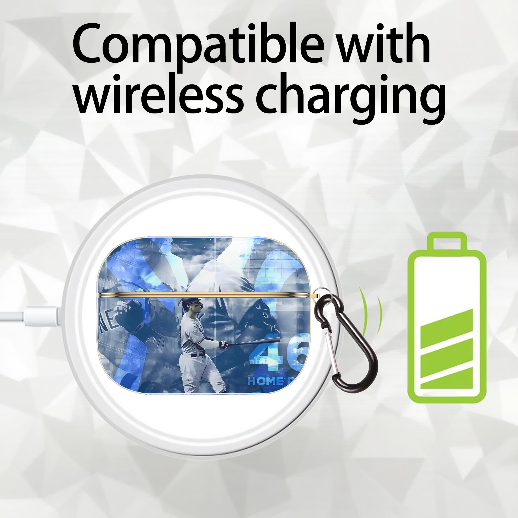 Aaron Judge 46 Home Runs Luxury Gold AirPods Pro Case With Keychain, Flexible PC Material, Full Protection, Precise Cutouts, Anti-Fingerprint, Washable, Durable Design