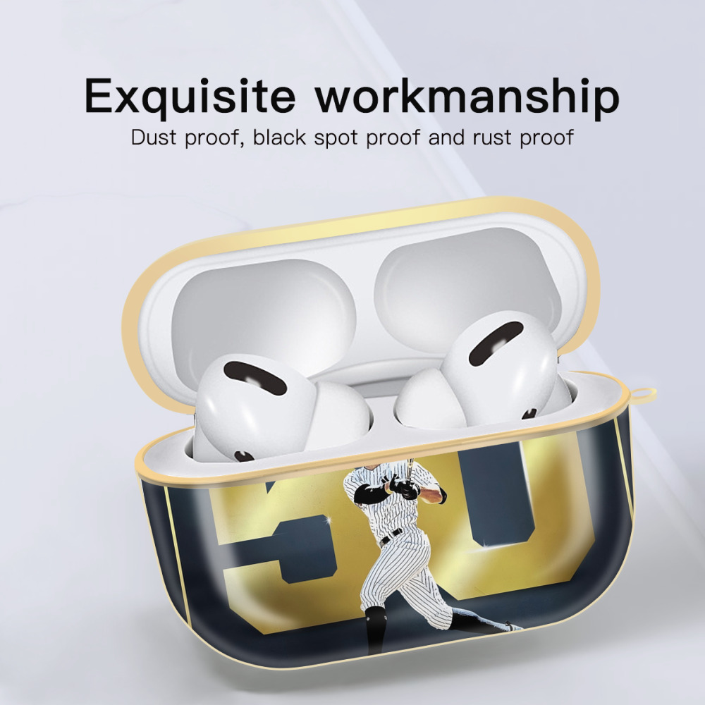 Aaron Judge 50 Home Runs 3 Luxury Gold AirPods Pro Case With Keychain, Flexible PC Material, Full Protection, Precise Cutouts, Anti-Fingerprint, Washable, Durable Design