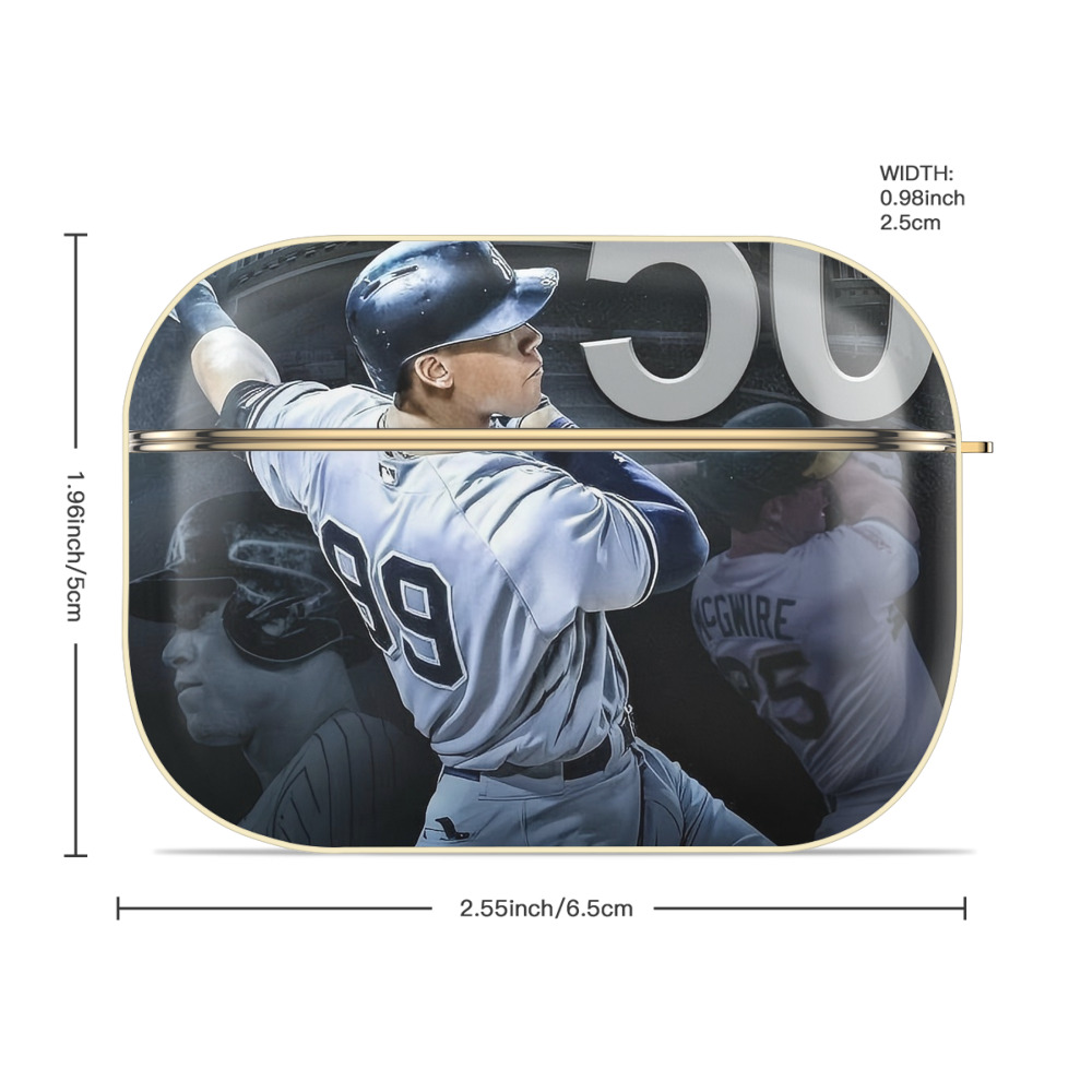 Aaron Judge 50 Home Runs 6 Luxury Gold AirPods Pro Case With Keychain, Flexible PC Material, Full Protection, Precise Cutouts, Anti-Fingerprint, Washable, Durable Design