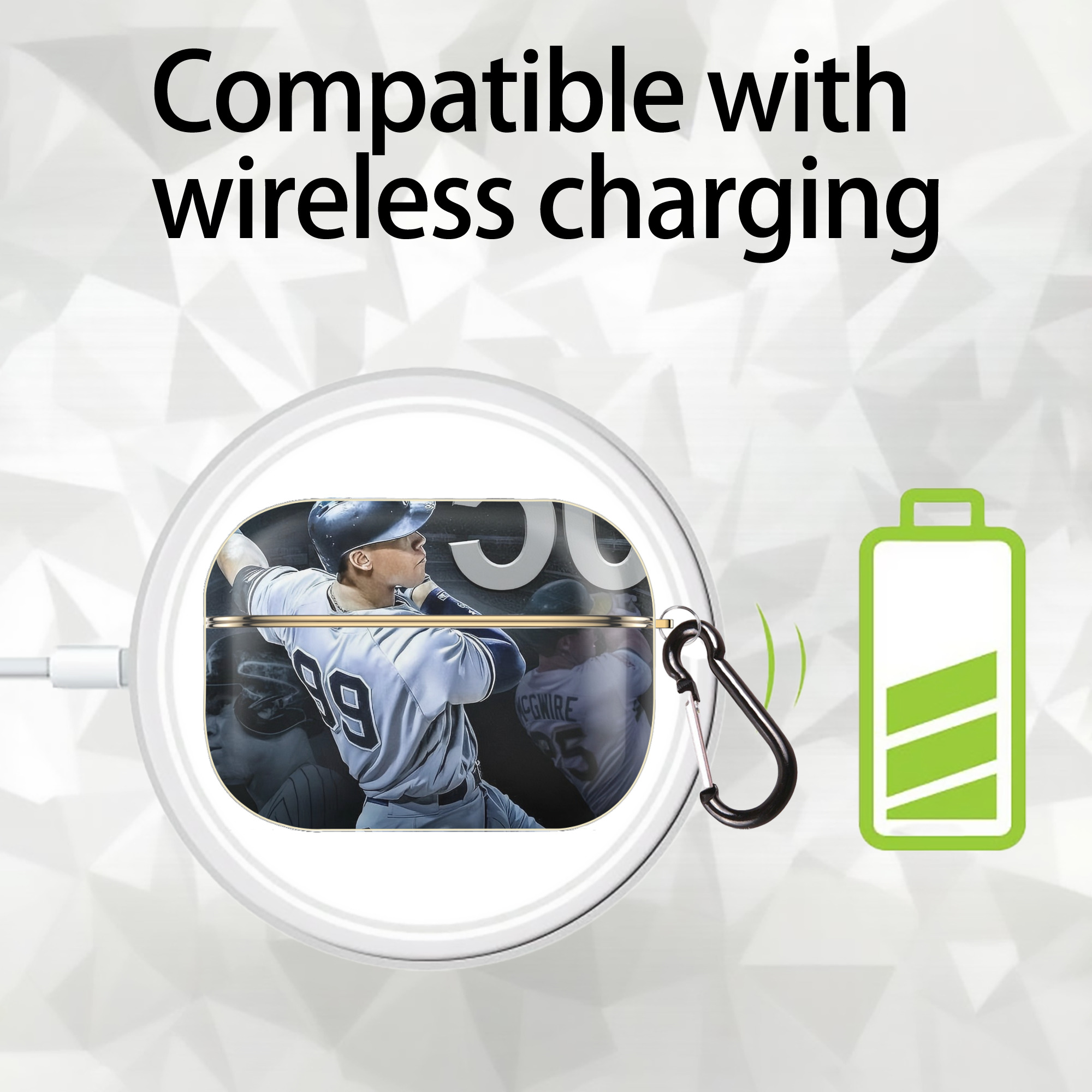 Aaron Judge 50 Home Runs 6 Luxury Gold AirPods Pro Case With Keychain, Flexible PC Material, Full Protection, Precise Cutouts, Anti-Fingerprint, Washable, Durable Design