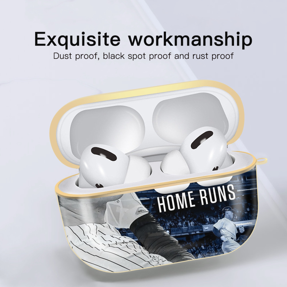 Aaron Judge 60 Home Runs 1 Luxury Gold AirPods Pro Case With Keychain, Flexible PC Material, Full Protection, Precise Cutouts, Anti-Fingerprint, Washable, Durable Design