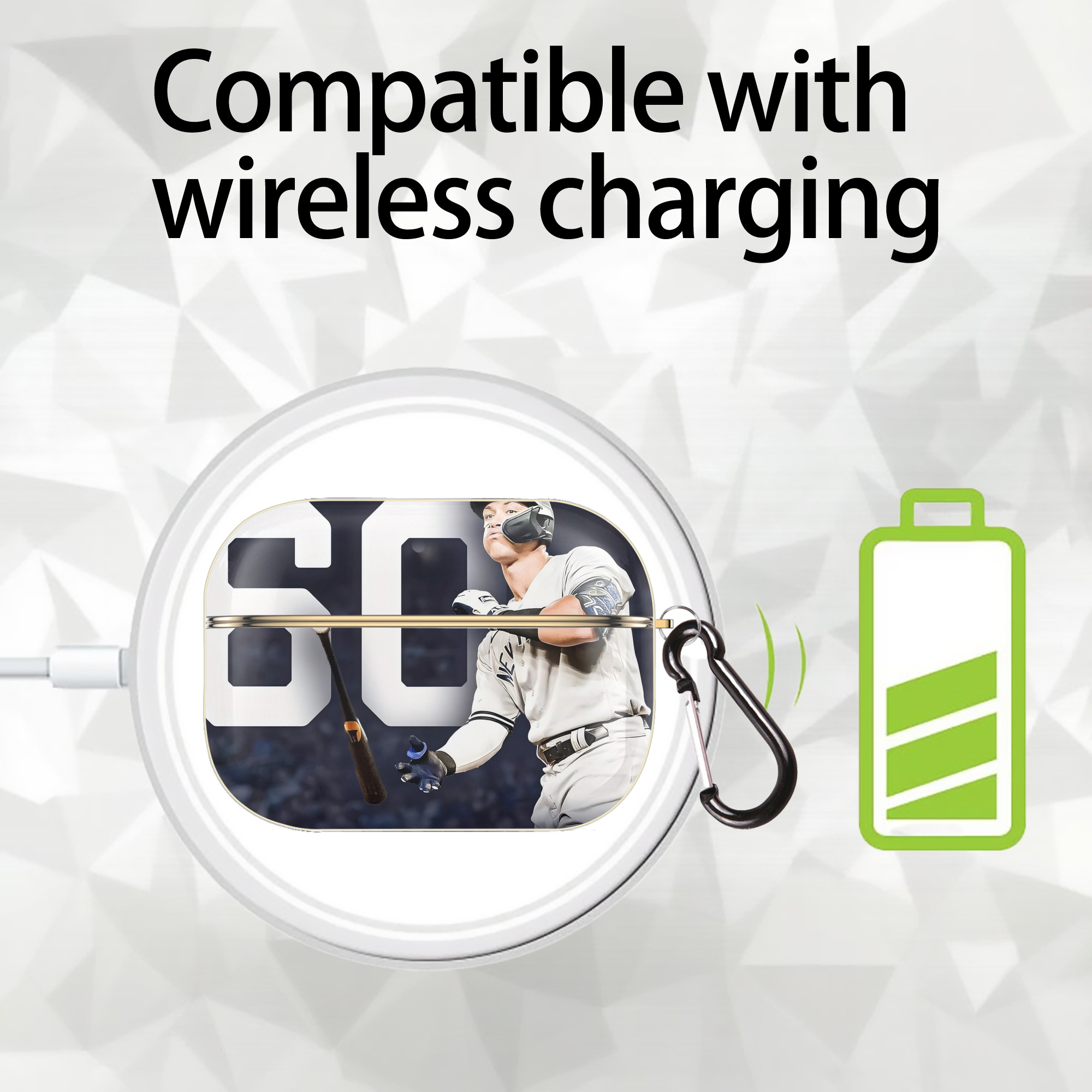 Aaron Judge 60 Home Runs 4 Luxury Gold AirPods Pro Case With Keychain, Flexible PC Material, Full Protection, Precise Cutouts, Anti-Fingerprint, Washable, Durable Design