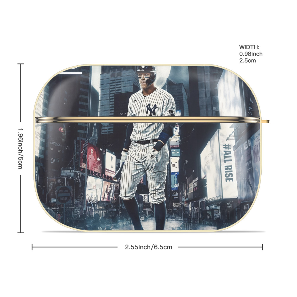 Aaron Judge 60 Home Runs 6 Luxury Gold AirPods Pro Case With Keychain, Flexible PC Material, Full Protection, Precise Cutouts, Anti-Fingerprint, Washable, Durable Design