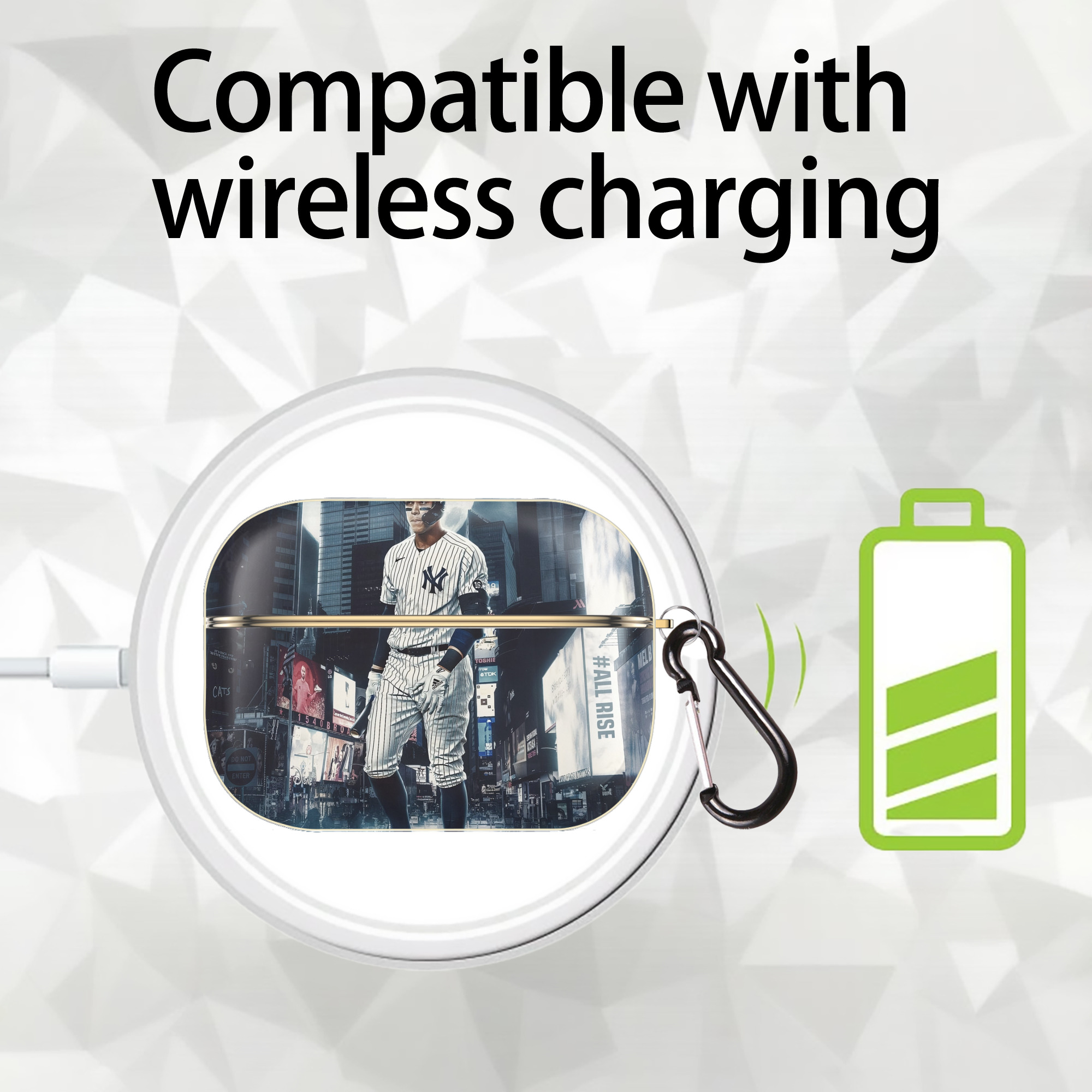 Aaron Judge 60 Home Runs 6 Luxury Gold AirPods Pro Case With Keychain, Flexible PC Material, Full Protection, Precise Cutouts, Anti-Fingerprint, Washable, Durable Design