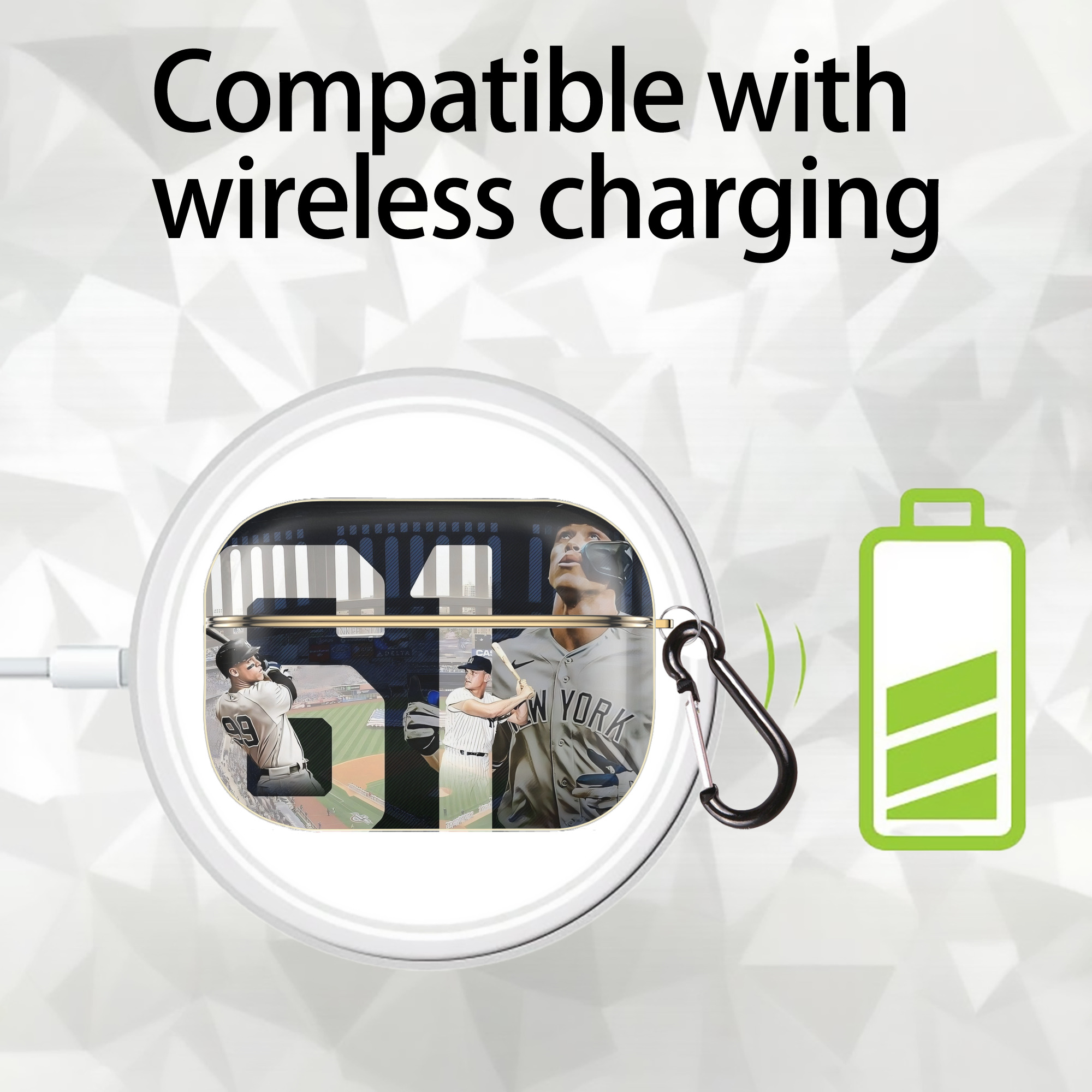 Aaron Judge 61 Home Runs 1 Luxury Gold AirPods Pro Case With Keychain, Flexible PC Material, Full Protection, Precise Cutouts, Anti-Fingerprint, Washable, Durable Design