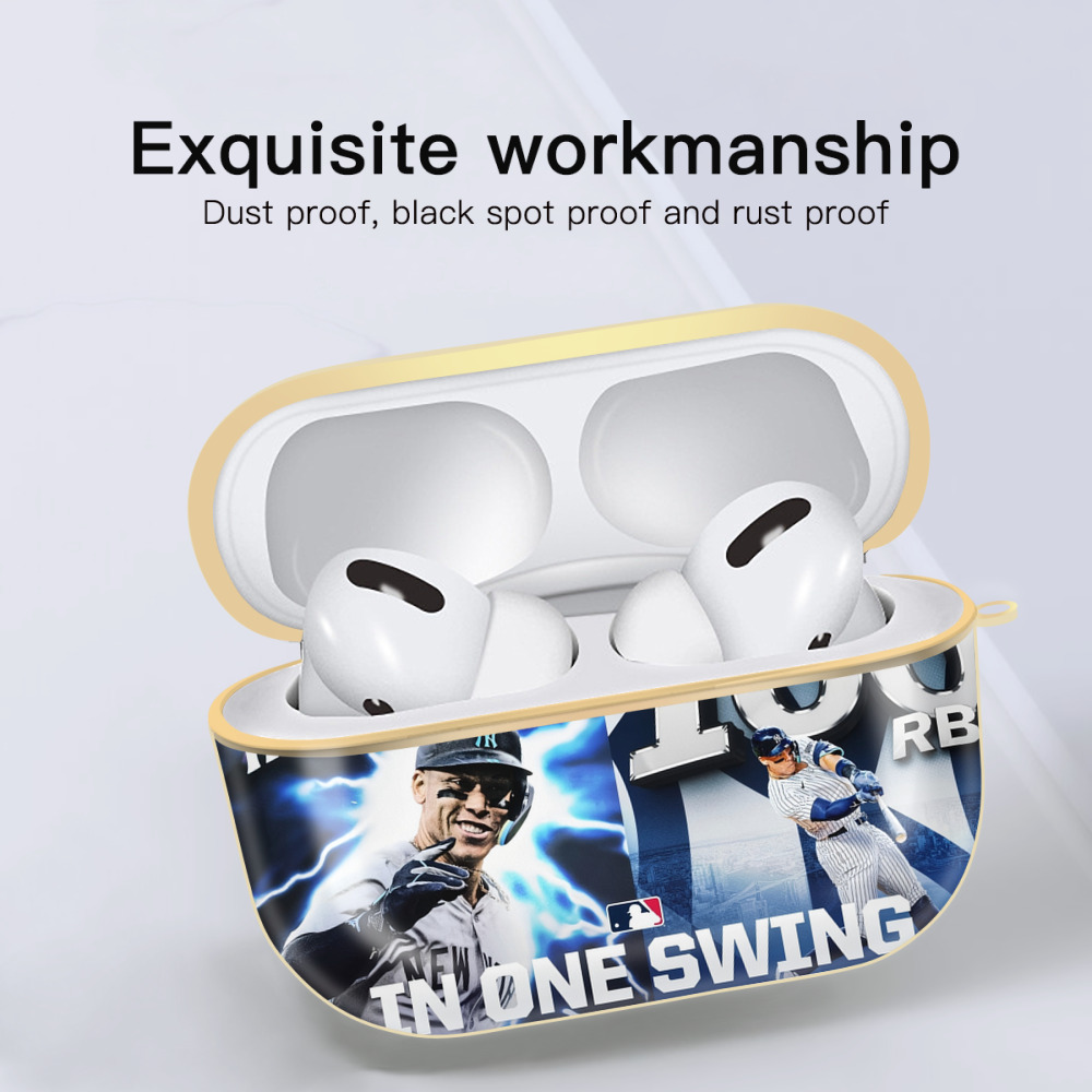 Aaron Judge First to 40 Home Runs In One Swing Luxury Gold AirPods Pro Case With Keychain, Flexible PC Material, Full Protection, Precise Cutouts, Anti-Fingerprint, Washable, Durable Design