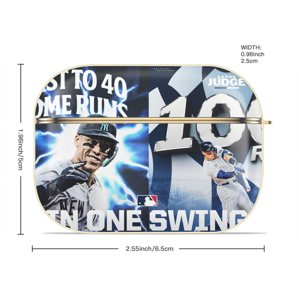 Aaron Judge First to 40 Home Runs In One Swing Luxury Gold AirPods Pro Case With Keychain, Flexible PC Material, Full Protection, Precise Cutouts, Anti-Fingerprint, Washable, Durable Design