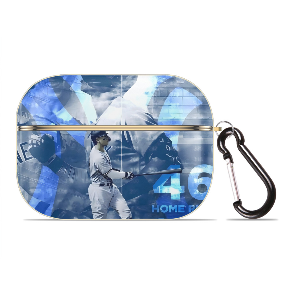 Aaron Judge 46 Home Runs Luxury Gold AirPods Pro Case With Keychain, Flexible PC Material, Full Protection, Precise Cutouts, Anti-Fingerprint, Washable, Durable Design