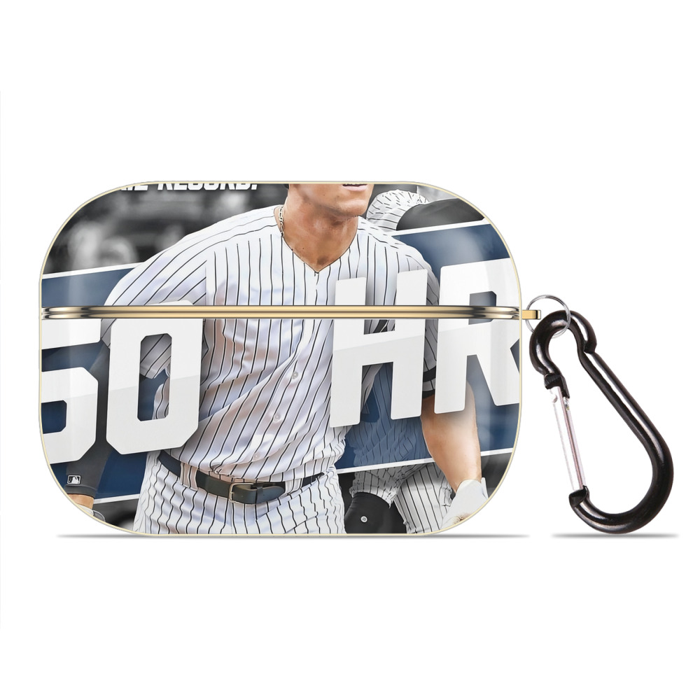 Aaron Judge 50 Home Runs 2 Luxury Gold AirPods Pro Case With Keychain, Flexible PC Material, Full Protection, Precise Cutouts, Anti-Fingerprint, Washable, Durable Design