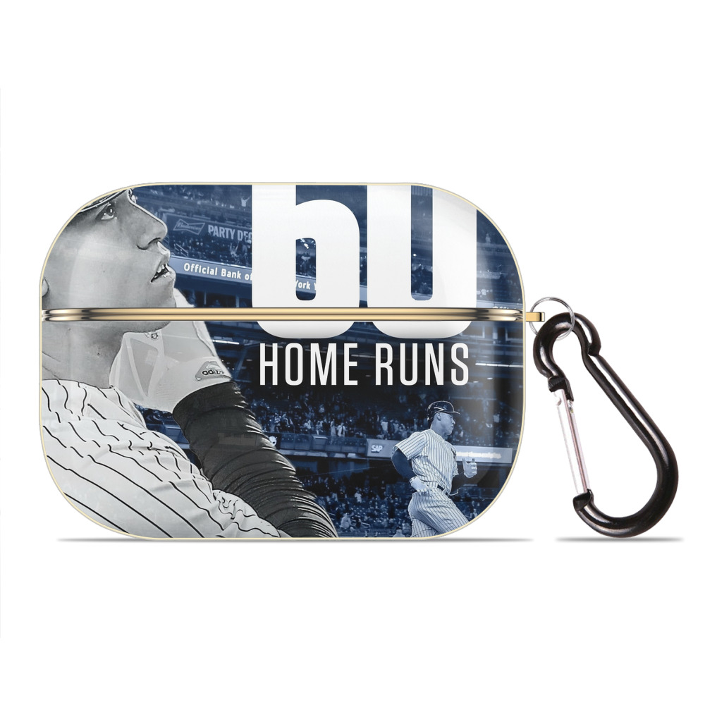 Aaron Judge 60 Home Runs 1 Luxury Gold AirPods Pro Case With Keychain, Flexible PC Material, Full Protection, Precise Cutouts, Anti-Fingerprint, Washable, Durable Design