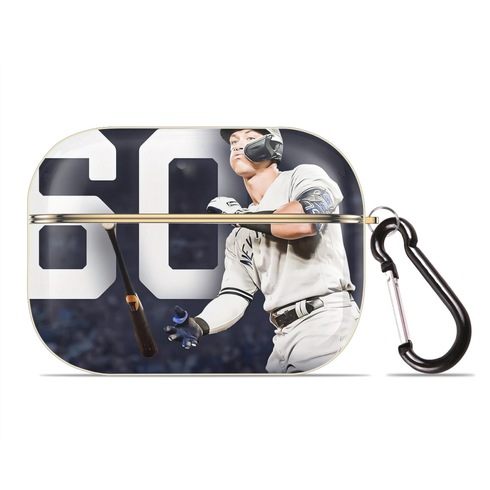 Aaron Judge 60 Home Runs 4 Luxury Gold AirPods Pro Case With Keychain, Flexible PC Material, Full Protection, Precise Cutouts, Anti-Fingerprint, Washable, Durable Design
