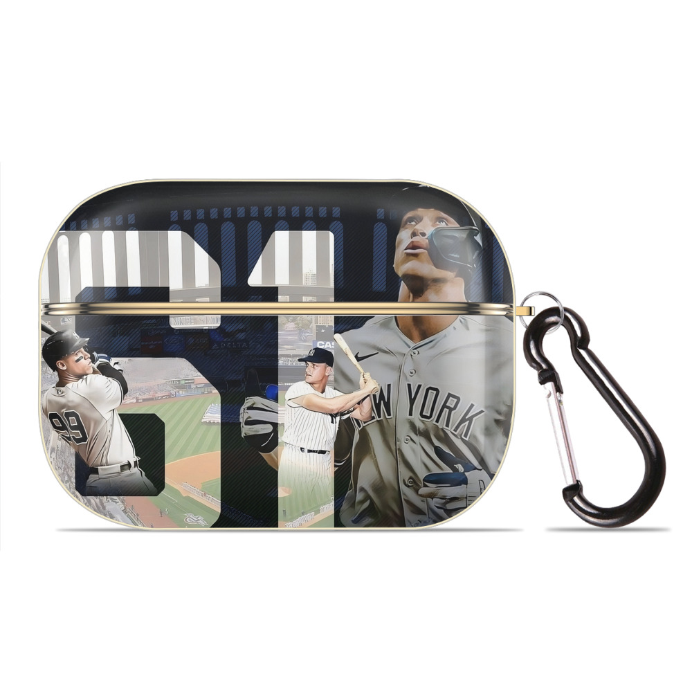 Aaron Judge 61 Home Runs 1 Luxury Gold AirPods Pro Case With Keychain, Flexible PC Material, Full Protection, Precise Cutouts, Anti-Fingerprint, Washable, Durable Design