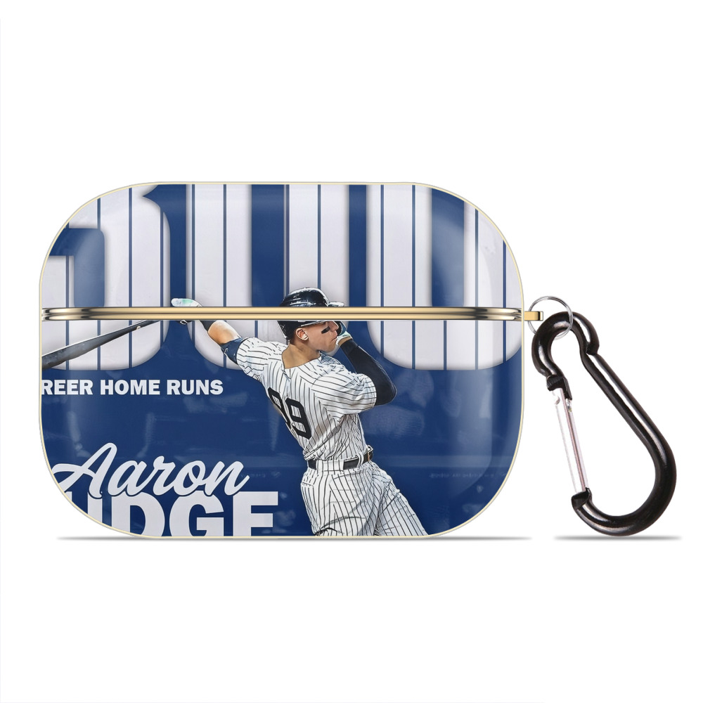 Aaron Judge 300 Home Runs Luxury Gold AirPods Pro Case With Keychain, Flexible PC Material, Full Protection, Precise Cutouts, Anti-Fingerprint, Washable, Durable Design