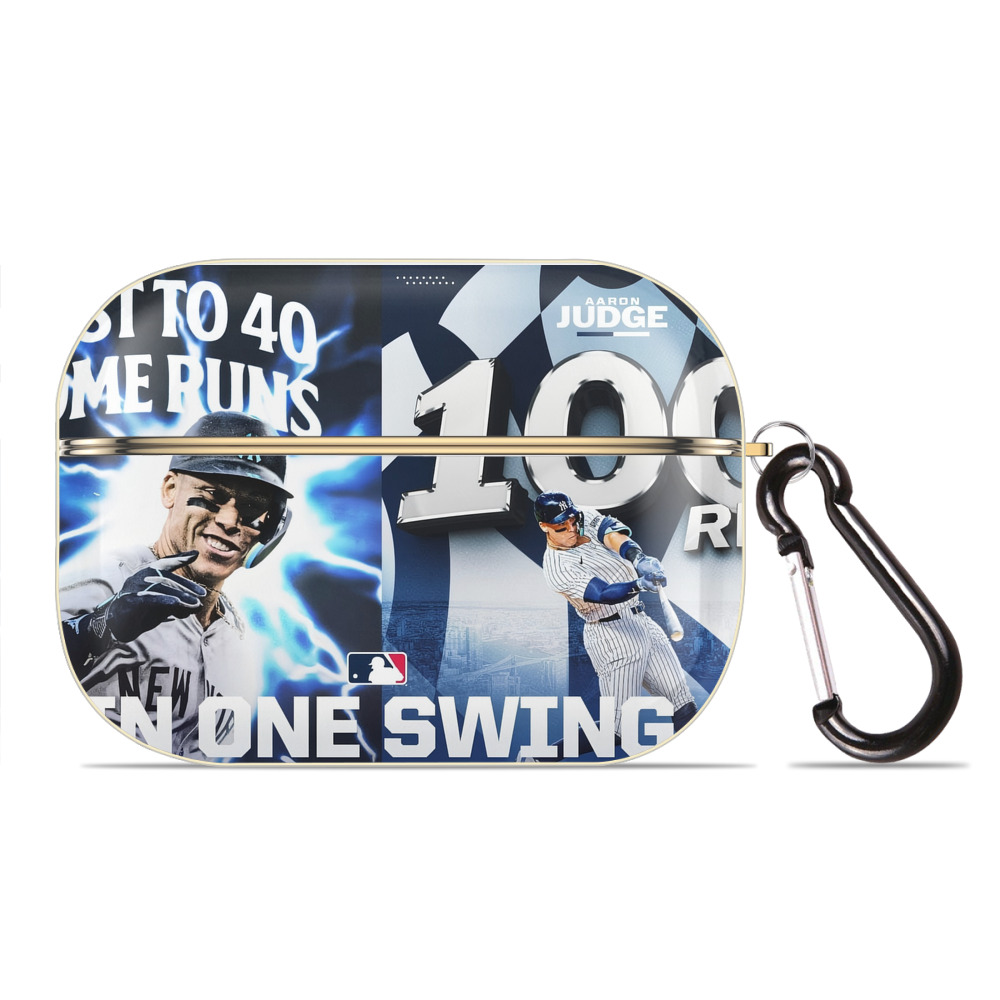 Aaron Judge First to 40 Home Runs In One Swing Luxury Gold AirPods Pro Case With Keychain, Flexible PC Material, Full Protection, Precise Cutouts, Anti-Fingerprint, Washable, Durable Design