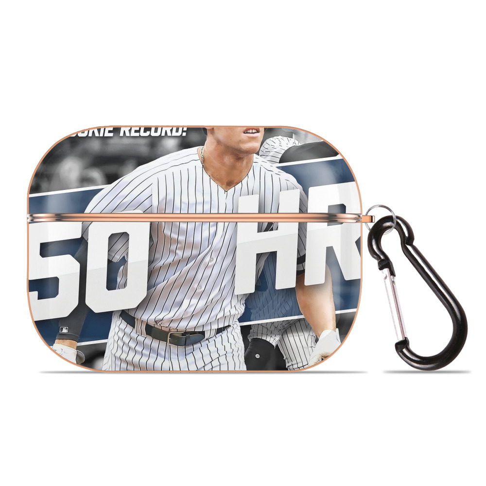 Aaron Judge 50 Home Runs 2 AirPods Pro Protective Case Rose Gold, Flexible PC Material, Precise Fit, Anti-Slip Cover, Full Protection, Fingerprint Resistant, Washable With Keychain