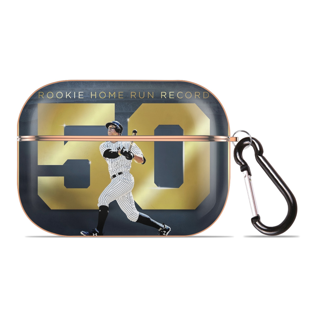 Aaron Judge 50 Home Runs 3 AirPods Pro Protective Case Rose Gold, Flexible PC Material, Precise Fit, Anti-Slip Cover, Full Protection, Fingerprint Resistant, Washable With Keychain