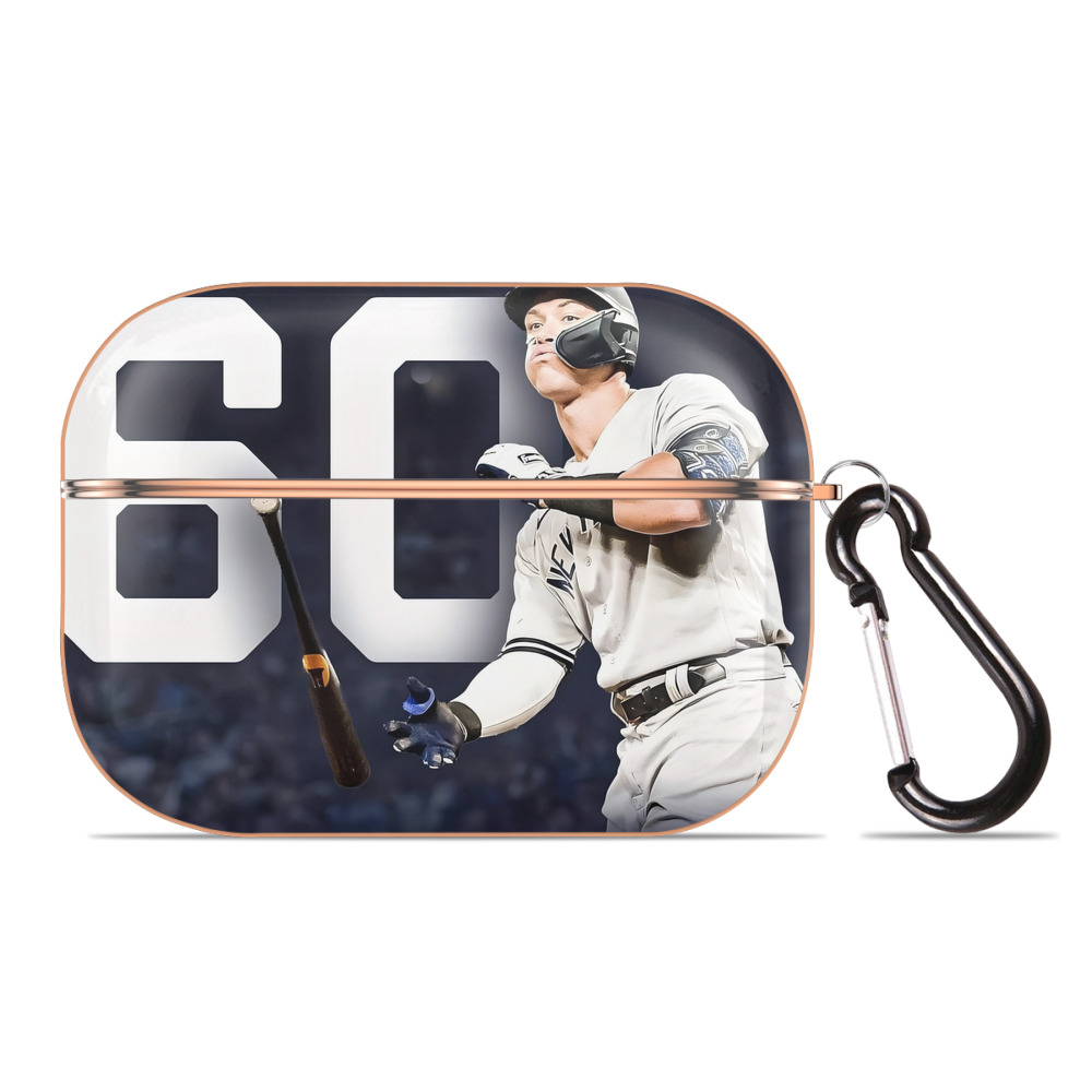 Aaron Judge 60 Home Runs 4 AirPods Pro Protective Case Rose Gold, Flexible PC Material, Precise Fit, Anti-Slip Cover, Full Protection, Fingerprint Resistant, Washable With Keychain