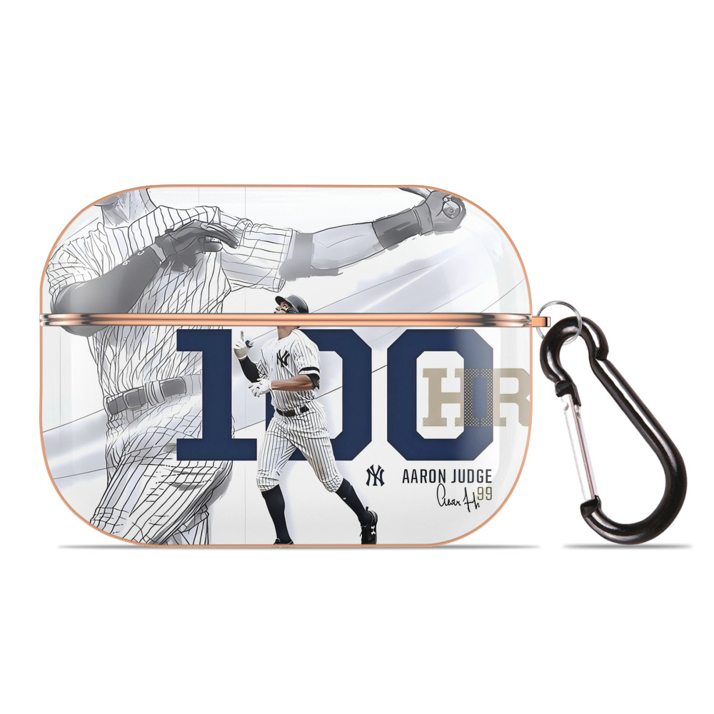 Aaron Judge 100 Home Runs AirPods Pro Protective Case Rose Gold, Flexible PC Material, Precise Fit, Anti-Slip Cover, Full Protection, Fingerprint Resistant, Washable With Keychain