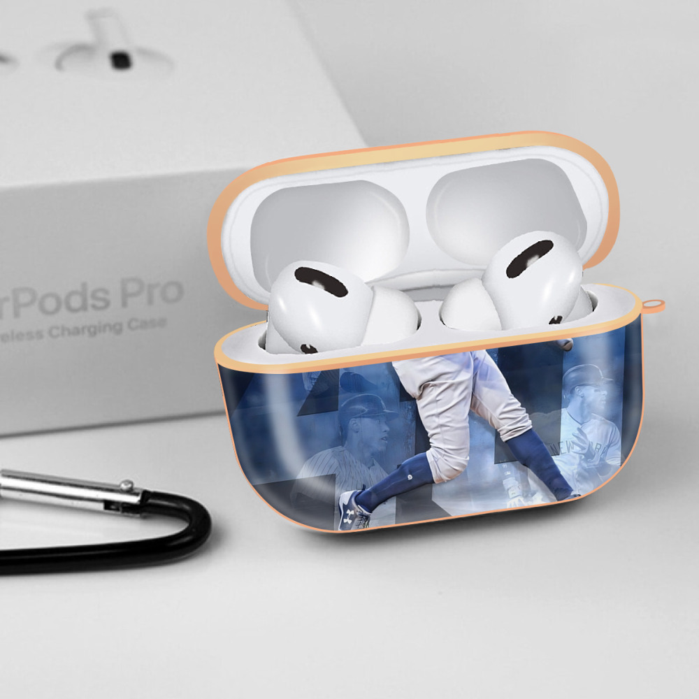 Aaron Judge 40 Home Runs 1 AirPods Pro Protective Case Rose Gold, Flexible PC Material, Precise Fit, Anti-Slip Cover, Full Protection, Fingerprint Resistant, Washable With Keychain
