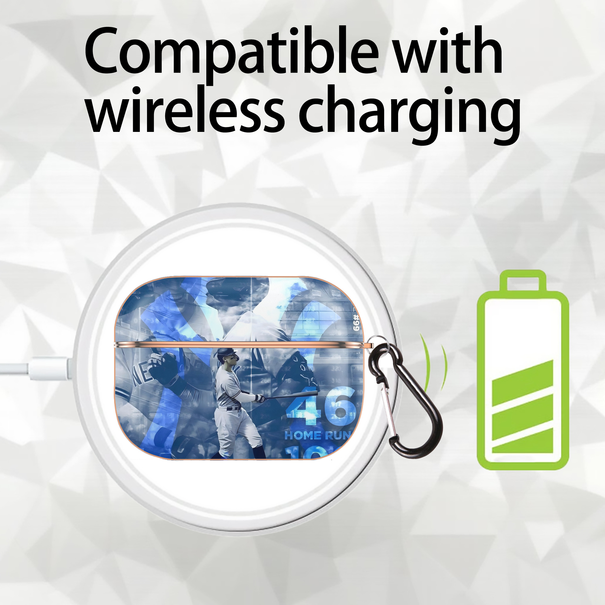 Aaron Judge 46 Home Runs AirPods Pro Protective Case Rose Gold, Flexible PC Material, Precise Fit, Anti-Slip Cover, Full Protection, Fingerprint Resistant, Washable With Keychain