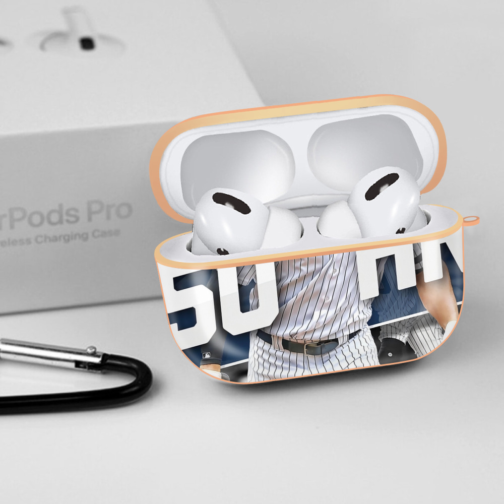 Aaron Judge 50 Home Runs 2 AirPods Pro Protective Case Rose Gold, Flexible PC Material, Precise Fit, Anti-Slip Cover, Full Protection, Fingerprint Resistant, Washable With Keychain