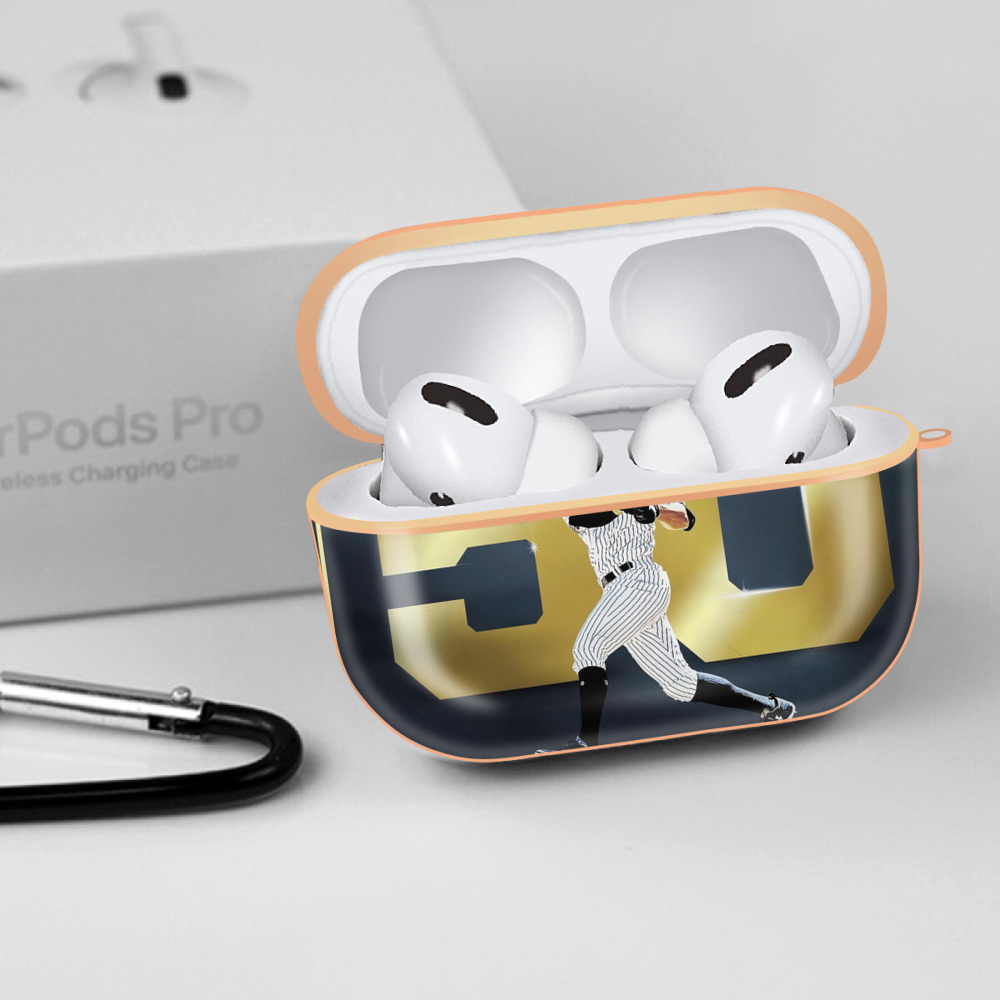 Aaron Judge 50 Home Runs 3 AirPods Pro Protective Case Rose Gold, Flexible PC Material, Precise Fit, Anti-Slip Cover, Full Protection, Fingerprint Resistant, Washable With Keychain