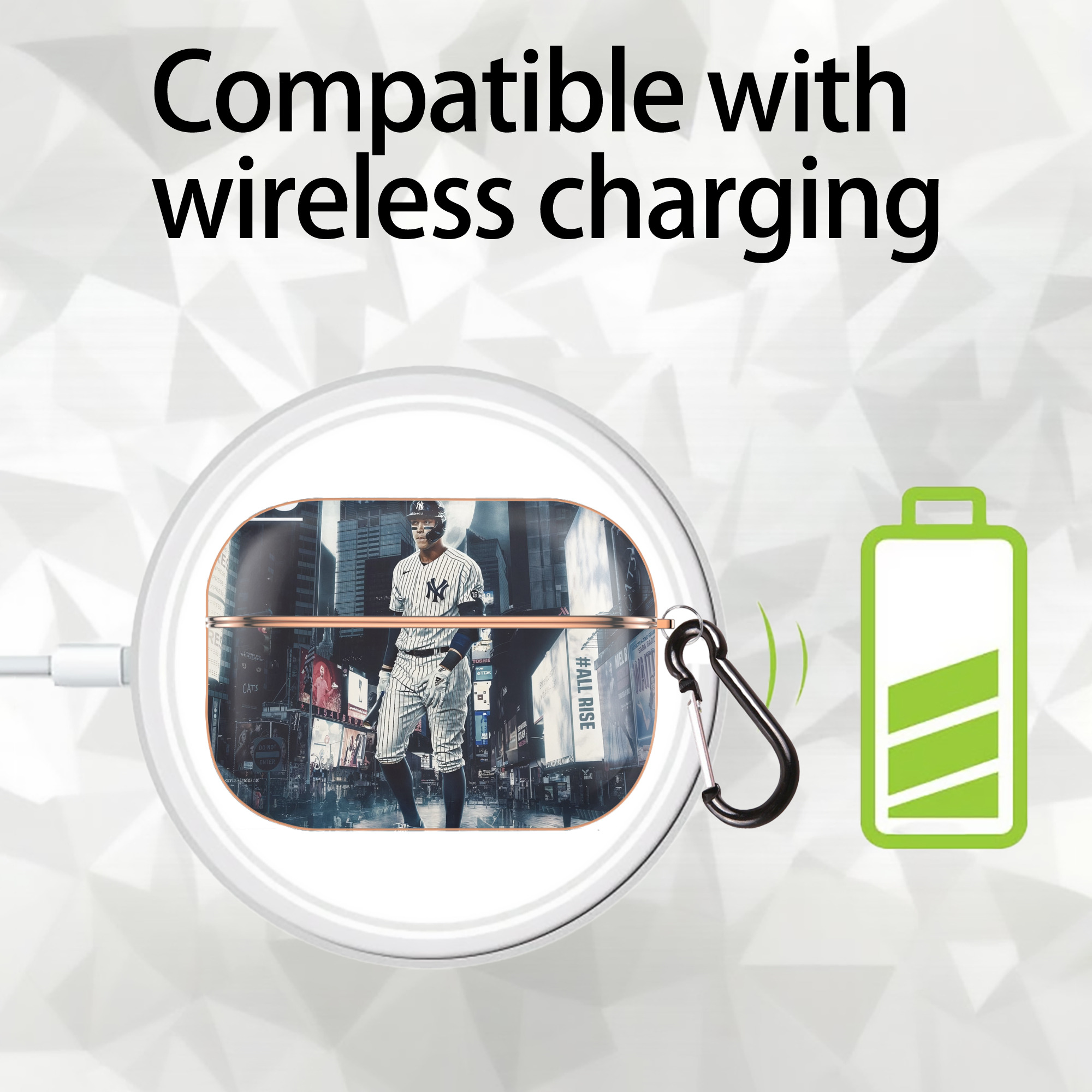 Aaron Judge 60 Home Runs 6 AirPods Pro Protective Case Rose Gold, Flexible PC Material, Precise Fit, Anti-Slip Cover, Full Protection, Fingerprint Resistant, Washable With Keychain