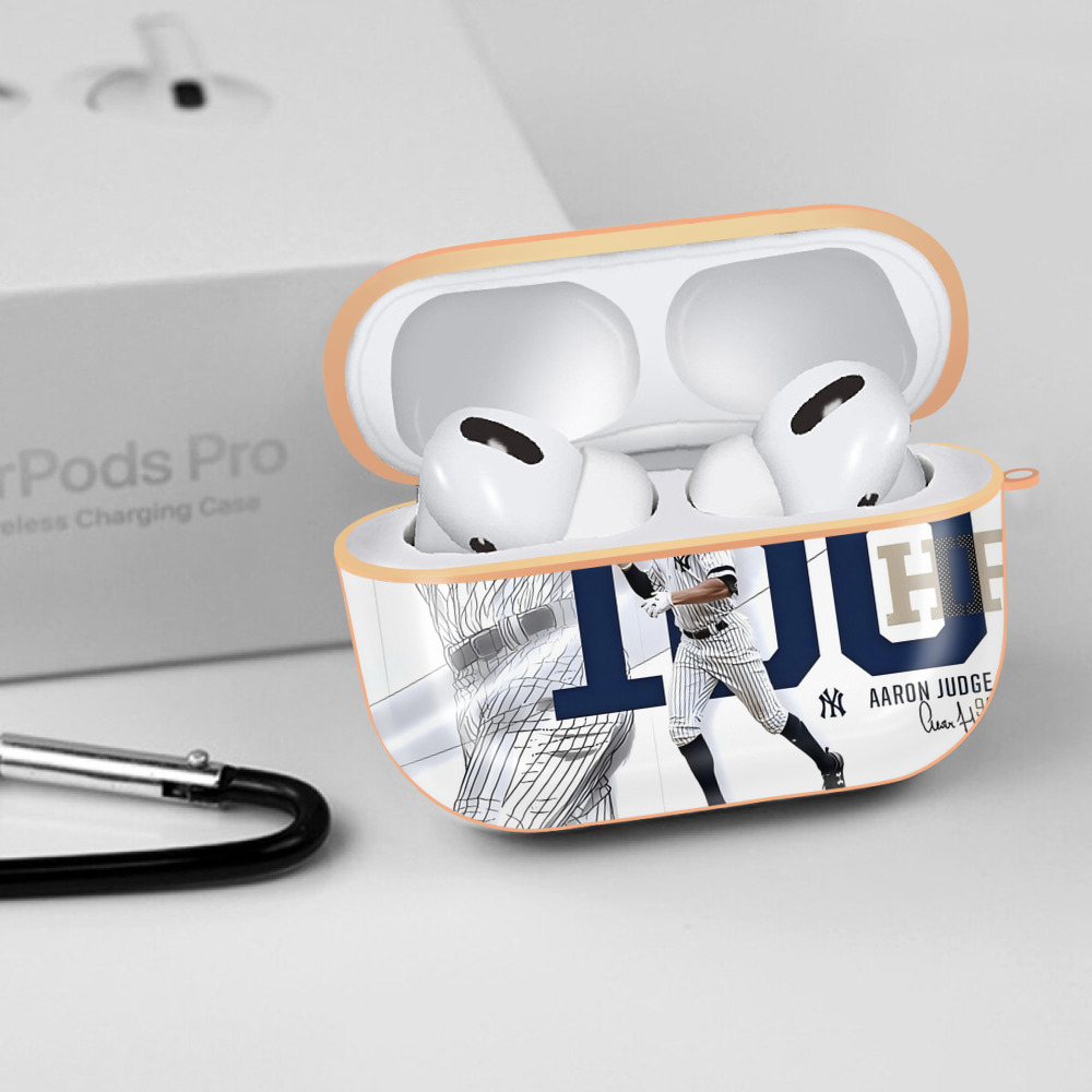 Aaron Judge 100 Home Runs AirPods Pro Protective Case Rose Gold, Flexible PC Material, Precise Fit, Anti-Slip Cover, Full Protection, Fingerprint Resistant, Washable With Keychain