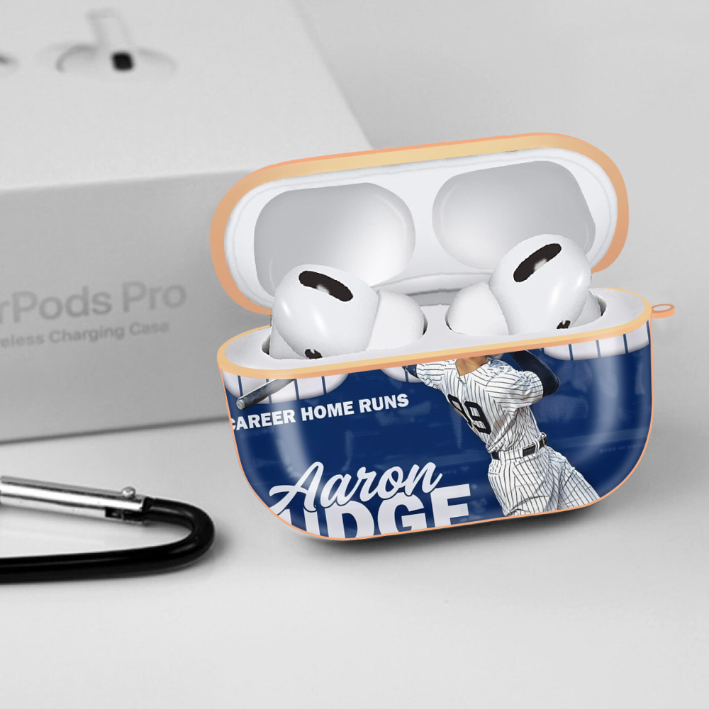 Aaron Judge 300 Home Runs AirPods Pro Protective Case Rose Gold, Flexible PC Material, Precise Fit, Anti-Slip Cover, Full Protection, Fingerprint Resistant, Washable With Keychain
