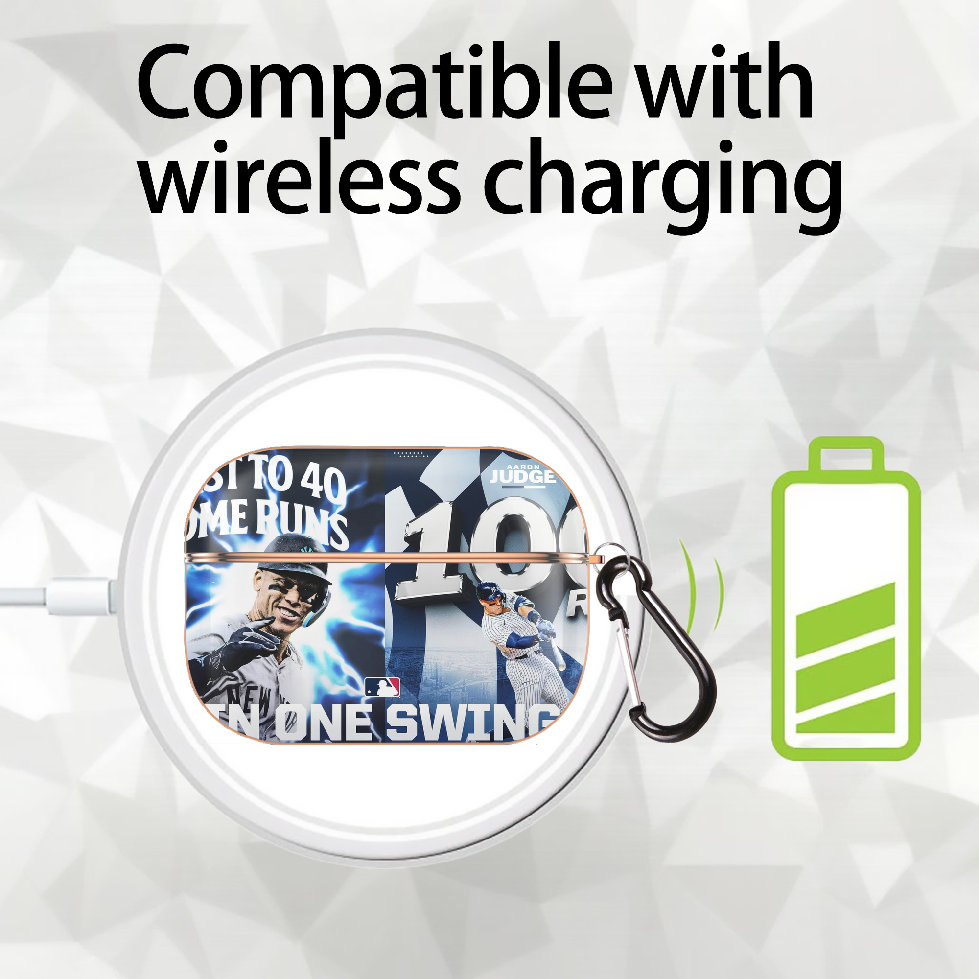 Aaron Judge First to 40 Home Runs In One Swing AirPods Pro Protective Case Rose Gold, Flexible PC Material, Precise Fit, Anti-Slip Cover, Full Protection, Fingerprint Resistant, Washable With Keychain