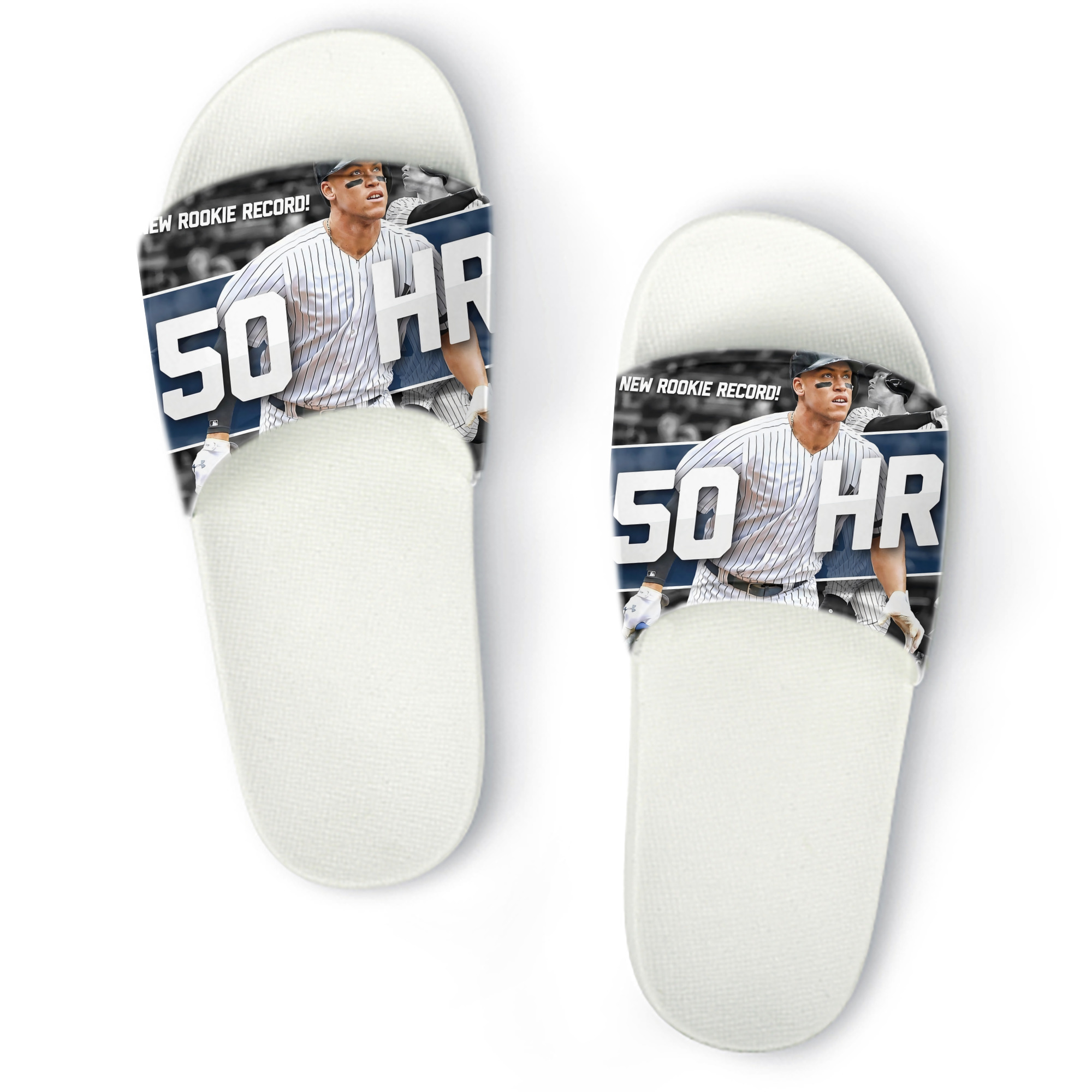 Aaron Judge 50 Home Runs 2 PVC Home Slippers For Men & Women – Durable, Comfortable, Waterproof, Non-Slip, Stylish Casual Indoor & Outdoor Sandals