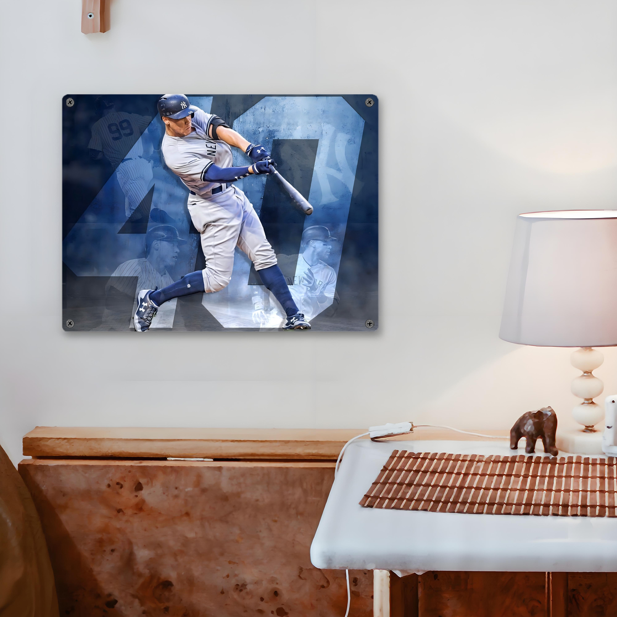 Aaron Judge 40 Home Runs 1 Vintage Metal Tin Sign 16x12 – Full-Print Iron Wall Decor – Durable, Fade-Resistant – Easy To Hang – Ideal For Home, Bar, Kitchen & Office Decor