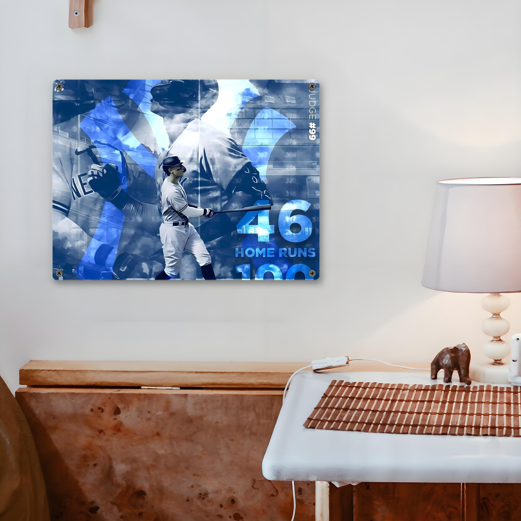 Aaron Judge 46 Home Runs Vintage Metal Tin Sign 16x12 – Full-Print Iron Wall Decor – Durable, Fade-Resistant – Easy To Hang – Ideal For Home, Bar, Kitchen & Office Decor