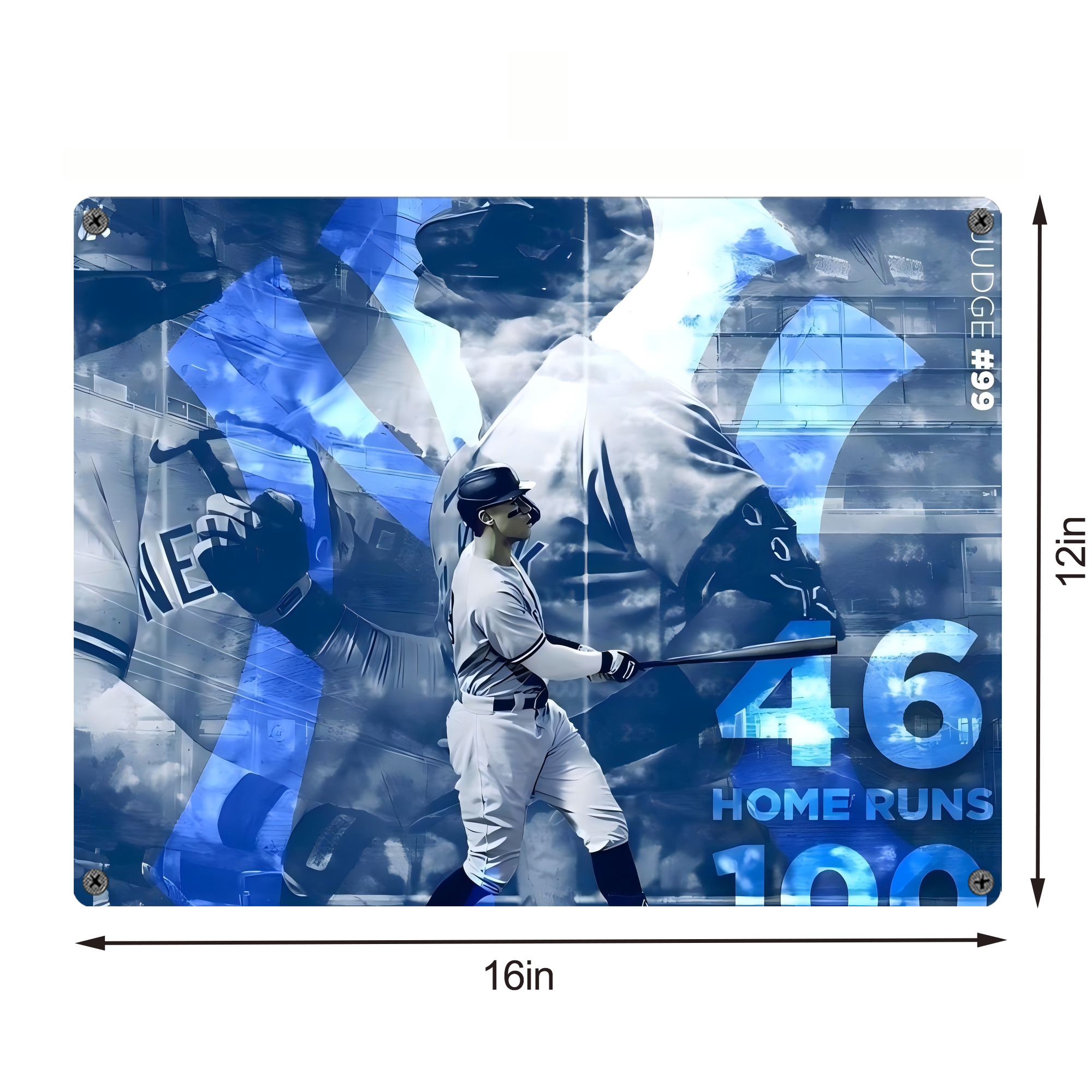 Aaron Judge 46 Home Runs Vintage Metal Tin Sign 16x12 – Full-Print Iron Wall Decor – Durable, Fade-Resistant – Easy To Hang – Ideal For Home, Bar, Kitchen & Office Decor