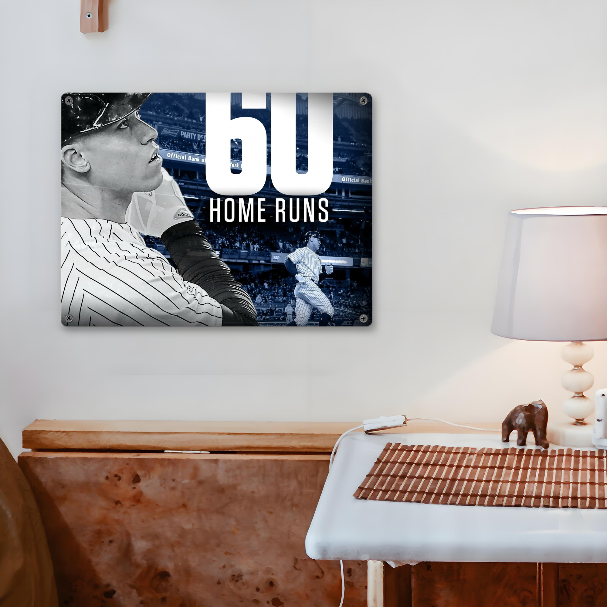Aaron Judge 60 Home Runs 1 Vintage Metal Tin Sign 16x12 – Full-Print Iron Wall Decor – Durable, Fade-Resistant – Easy To Hang – Ideal For Home, Bar, Kitchen & Office Decor