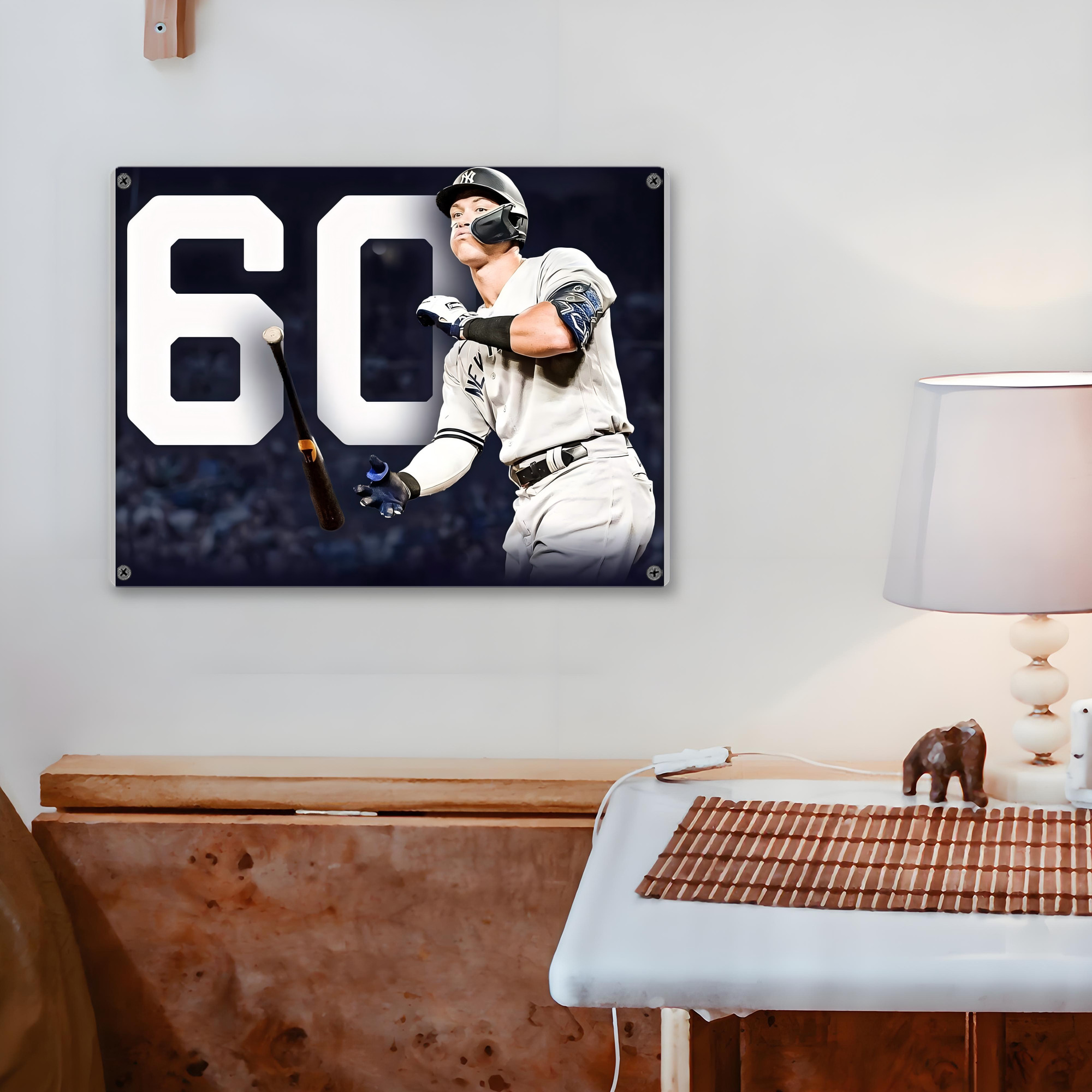Aaron Judge 60 Home Runs 4 Vintage Metal Tin Sign 16x12 – Full-Print Iron Wall Decor – Durable, Fade-Resistant – Easy To Hang – Ideal For Home, Bar, Kitchen & Office Decor