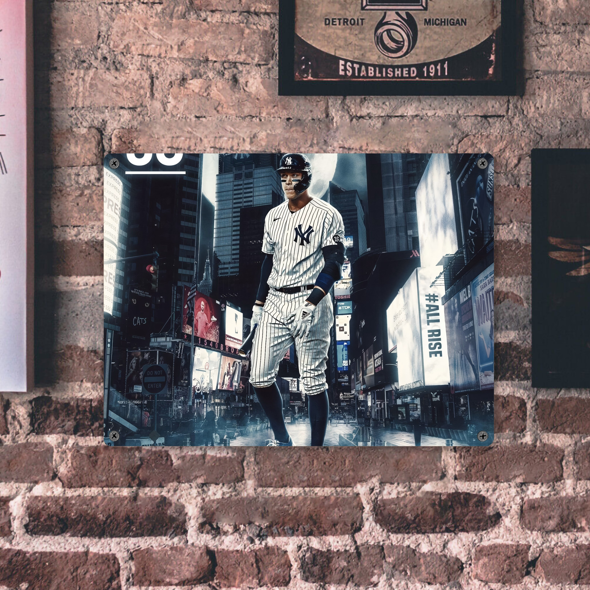 Aaron Judge 60 Home Runs 6 Vintage Metal Tin Sign 16x12 – Full-Print Iron Wall Decor – Durable, Fade-Resistant – Easy To Hang – Ideal For Home, Bar, Kitchen & Office Decor