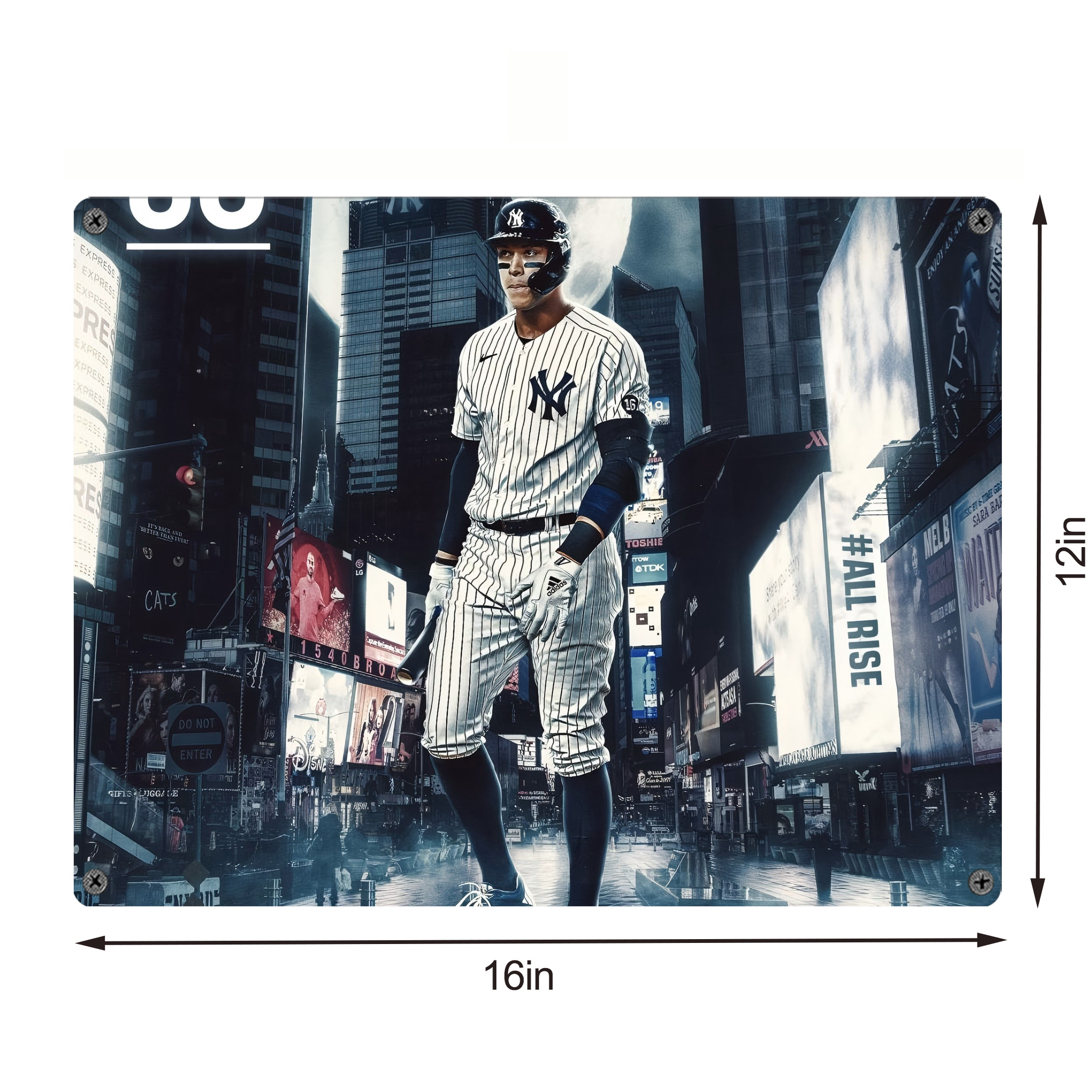 Aaron Judge 60 Home Runs 6 Vintage Metal Tin Sign 16x12 – Full-Print Iron Wall Decor – Durable, Fade-Resistant – Easy To Hang – Ideal For Home, Bar, Kitchen & Office Decor
