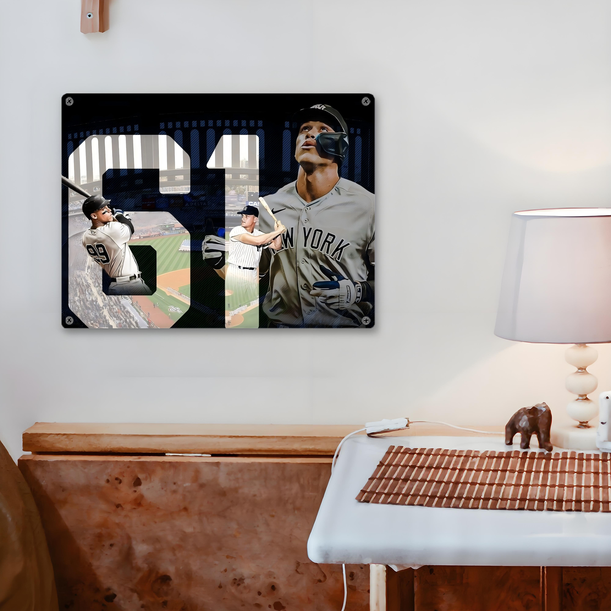 Aaron Judge 61 Home Runs 1 Vintage Metal Tin Sign 16x12 – Full-Print Iron Wall Decor – Durable, Fade-Resistant – Easy To Hang – Ideal For Home, Bar, Kitchen & Office Decor