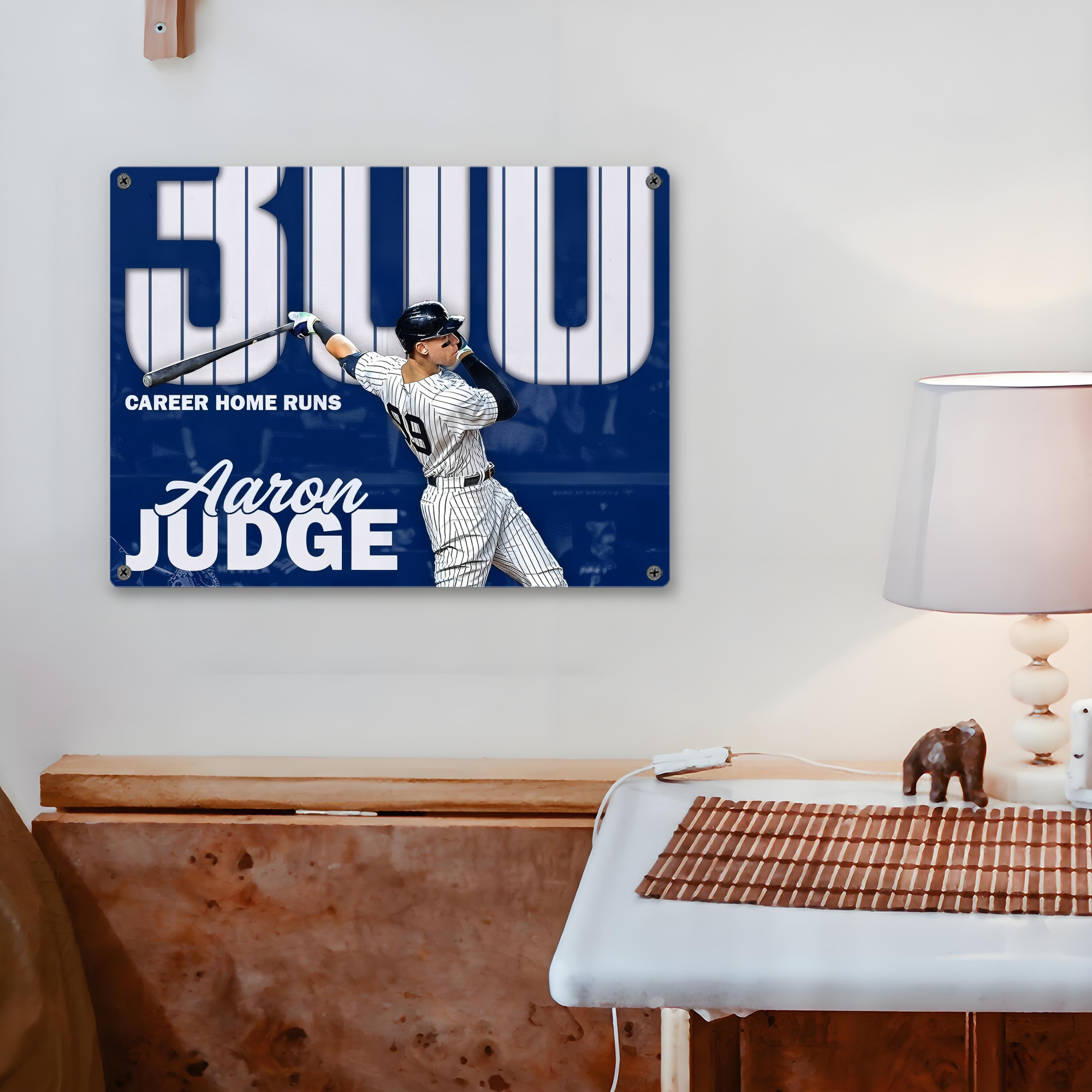 Aaron Judge 300 Home Runs Vintage Metal Tin Sign 16x12 – Full-Print Iron Wall Decor – Durable, Fade-Resistant – Easy To Hang – Ideal For Home, Bar, Kitchen & Office Decor
