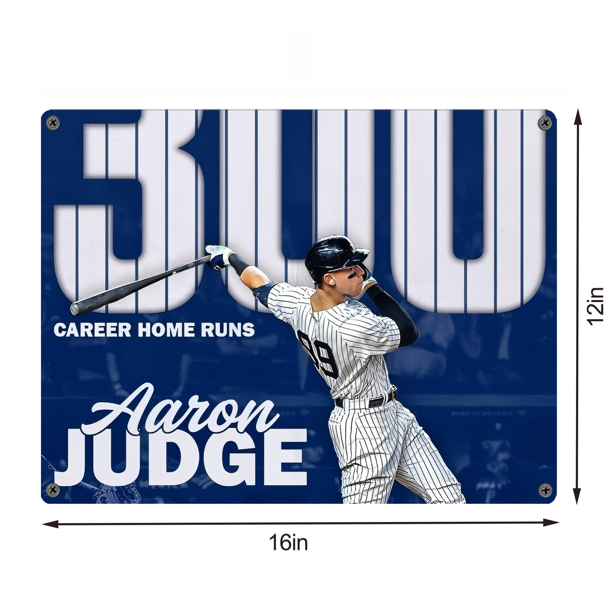 Aaron Judge 300 Home Runs Vintage Metal Tin Sign 16x12 – Full-Print Iron Wall Decor – Durable, Fade-Resistant – Easy To Hang – Ideal For Home, Bar, Kitchen & Office Decor