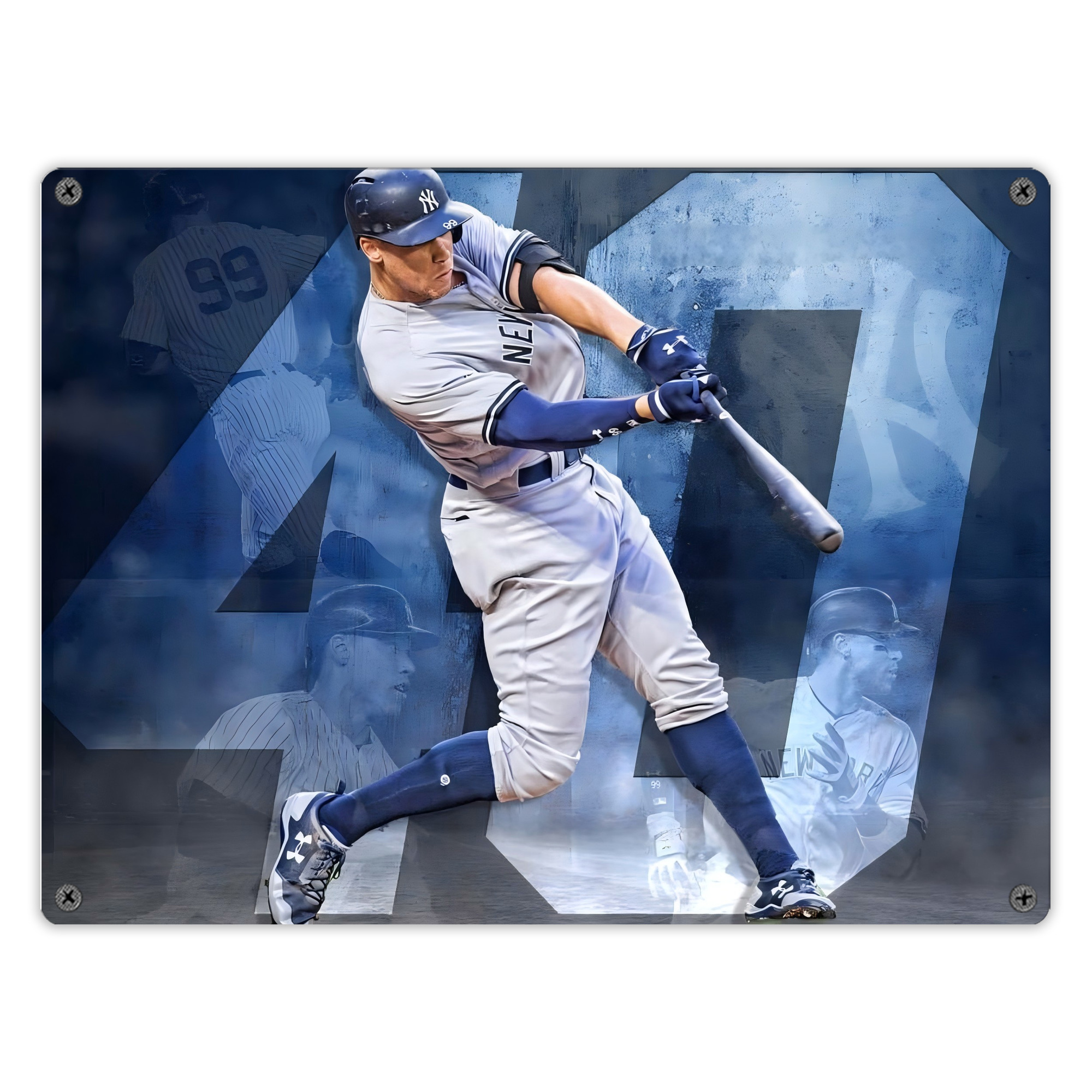 Aaron Judge 40 Home Runs 1 Vintage Metal Tin Sign 16x12 – Full-Print Iron Wall Decor – Durable, Fade-Resistant – Easy To Hang – Ideal For Home, Bar, Kitchen & Office Decor