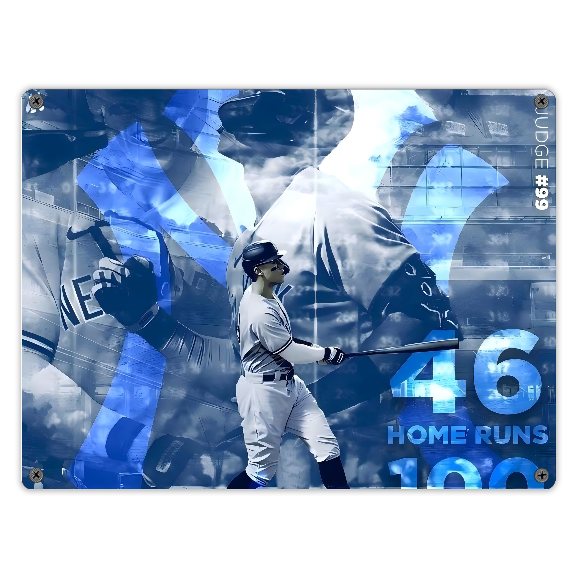 Aaron Judge 46 Home Runs Vintage Metal Tin Sign 16x12 – Full-Print Iron Wall Decor – Durable, Fade-Resistant – Easy To Hang – Ideal For Home, Bar, Kitchen & Office Decor