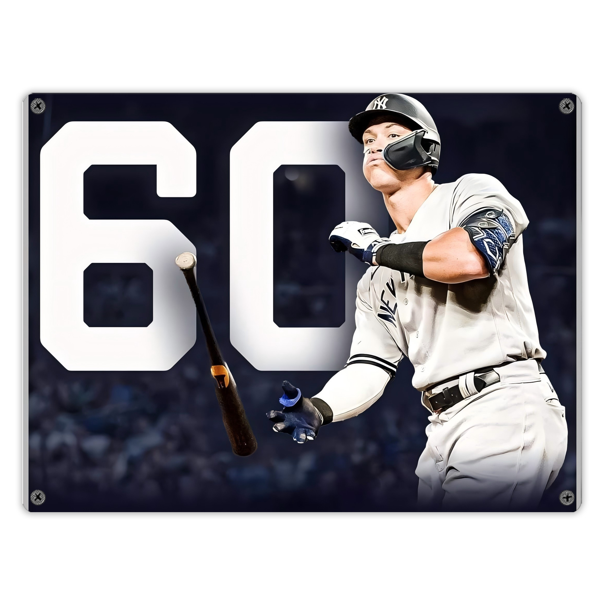 Aaron Judge 60 Home Runs 4 Vintage Metal Tin Sign 16x12 – Full-Print Iron Wall Decor – Durable, Fade-Resistant – Easy To Hang – Ideal For Home, Bar, Kitchen & Office Decor