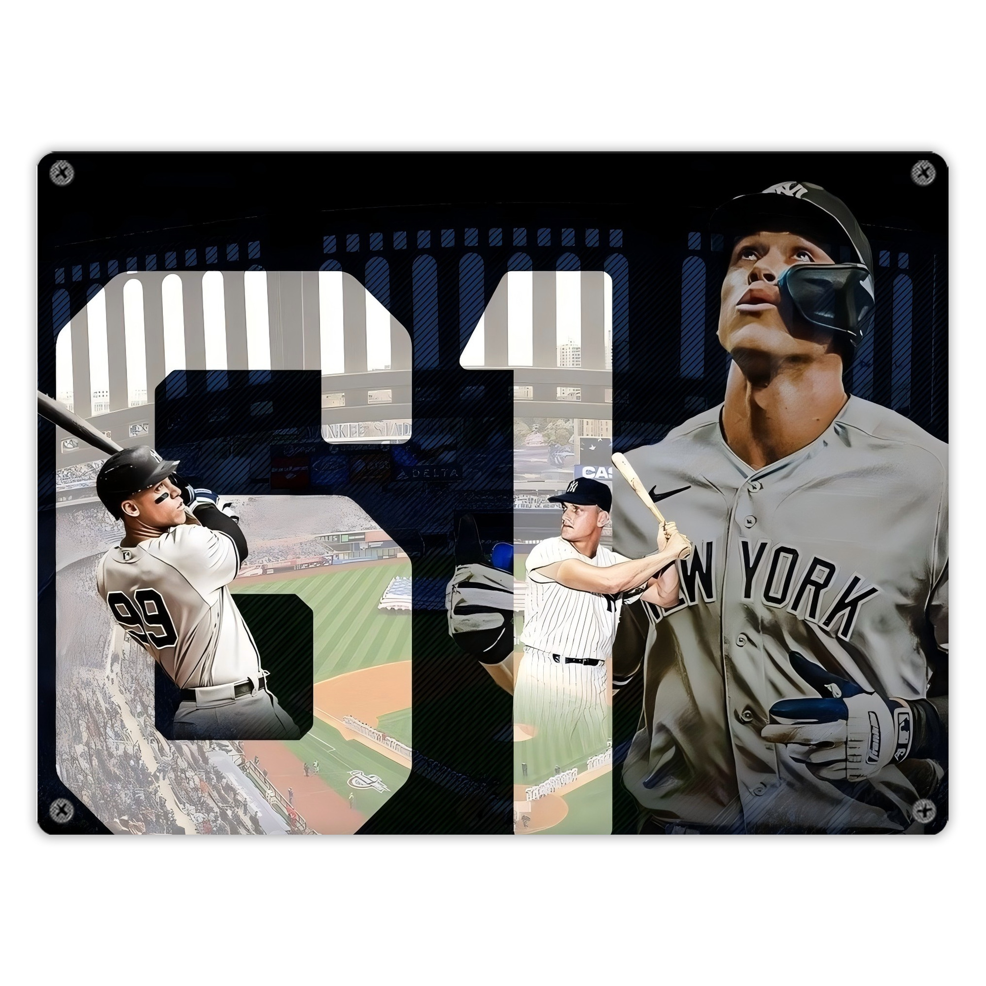 Aaron Judge 61 Home Runs 1 Vintage Metal Tin Sign 16x12 – Full-Print Iron Wall Decor – Durable, Fade-Resistant – Easy To Hang – Ideal For Home, Bar, Kitchen & Office Decor