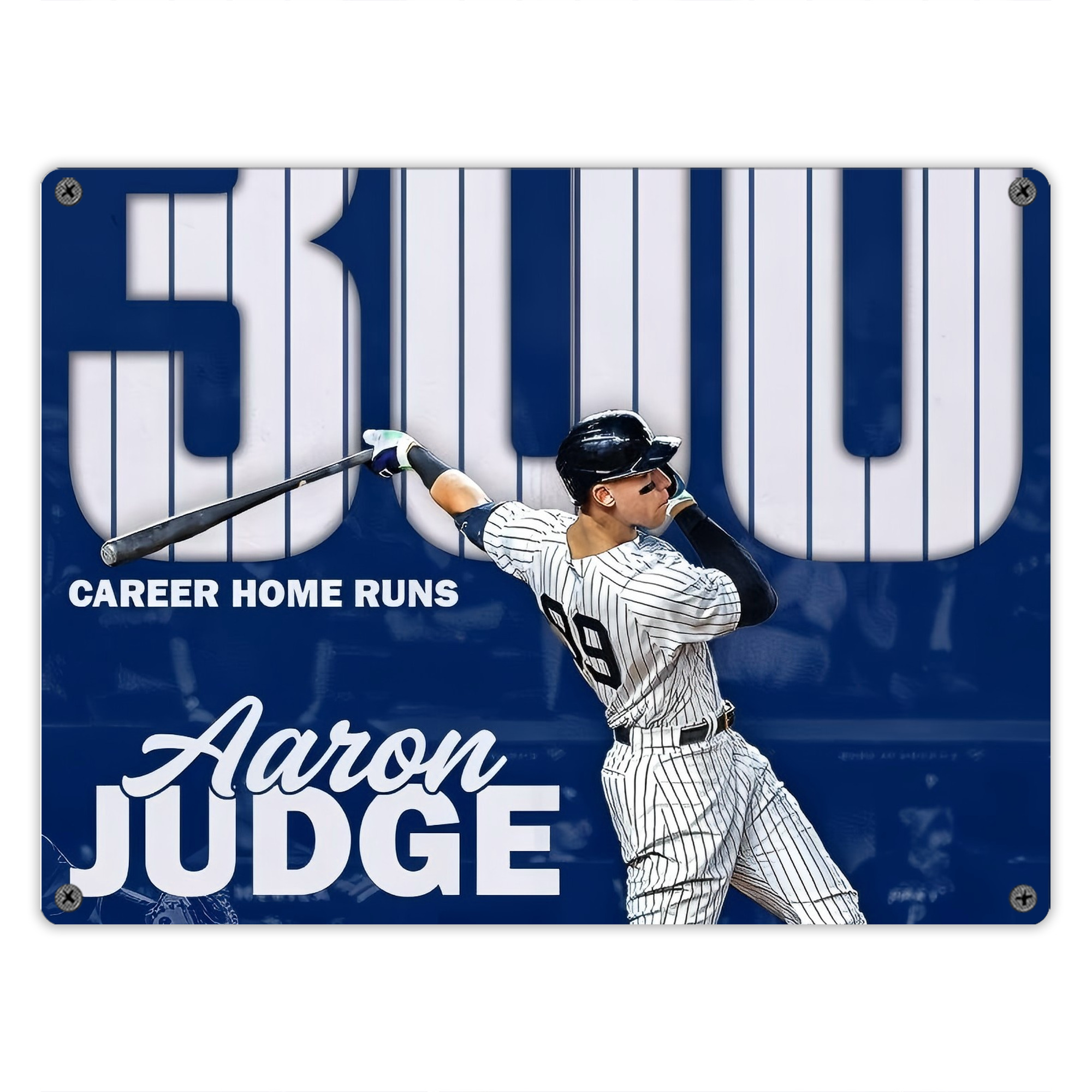 Aaron Judge 300 Home Runs Vintage Metal Tin Sign 16x12 – Full-Print Iron Wall Decor – Durable, Fade-Resistant – Easy To Hang – Ideal For Home, Bar, Kitchen & Office Decor