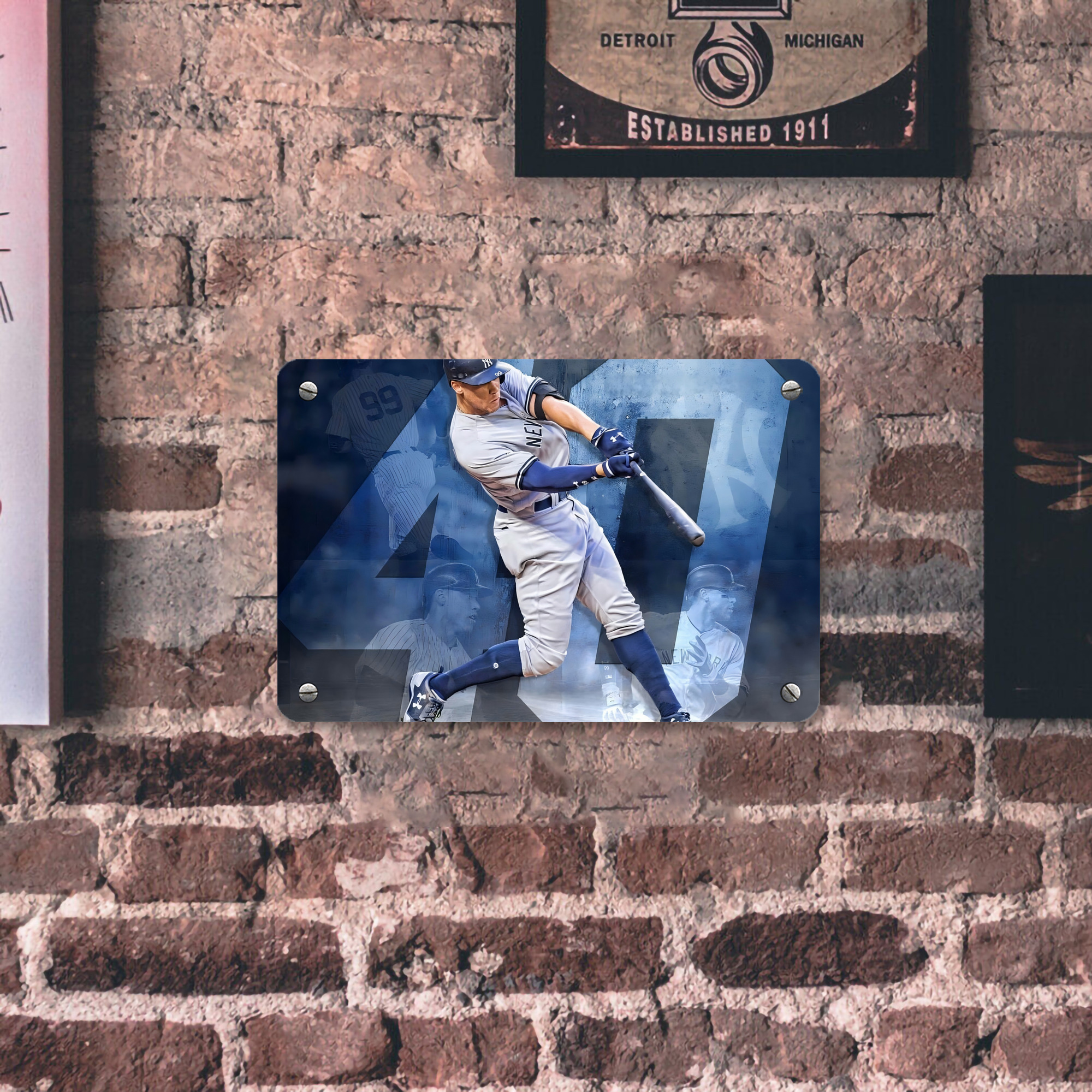 Aaron Judge 40 Home Runs 1 Metal Tin Sign 12x8inch - Premium Full-Print Decorative Wall Art, Durable Rust-Resistant Metal Plaque For Living Room, Bedroom, Kitchen, Office, Bar Décor